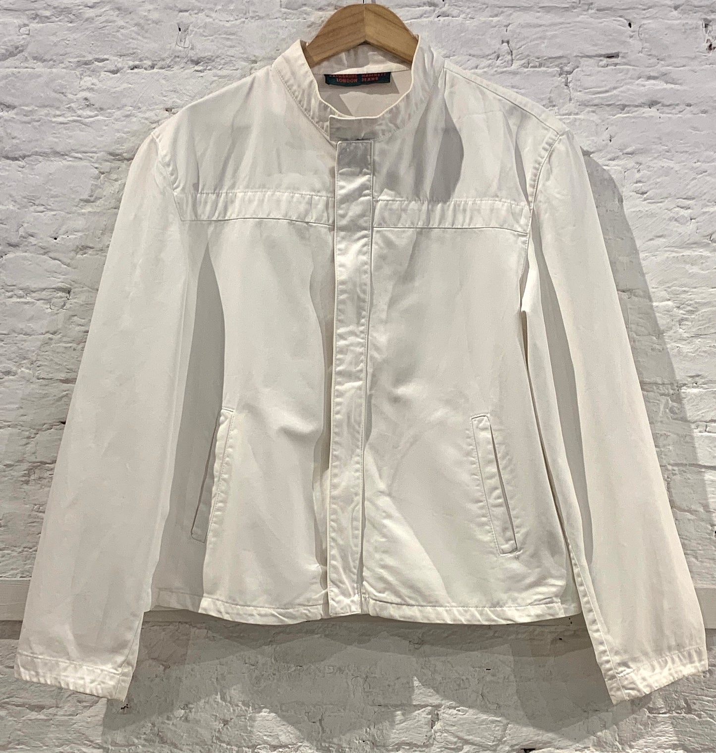 Katharine Hamnett Vintage 1980s/90s White Waxed Cotton Moto Jacket