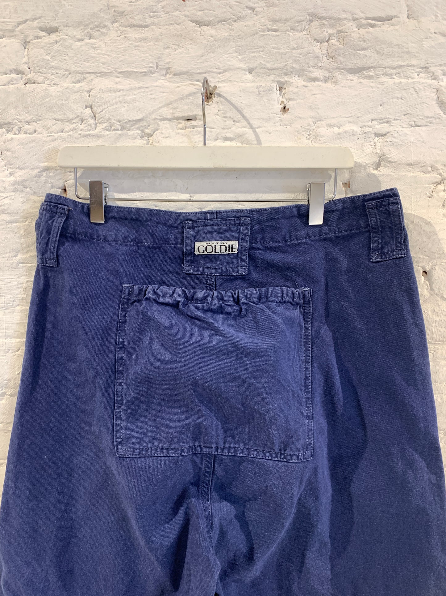 Rare 1980s Goldie X Katharine Hamnett Navy Cotton Utility Military Style Trousers