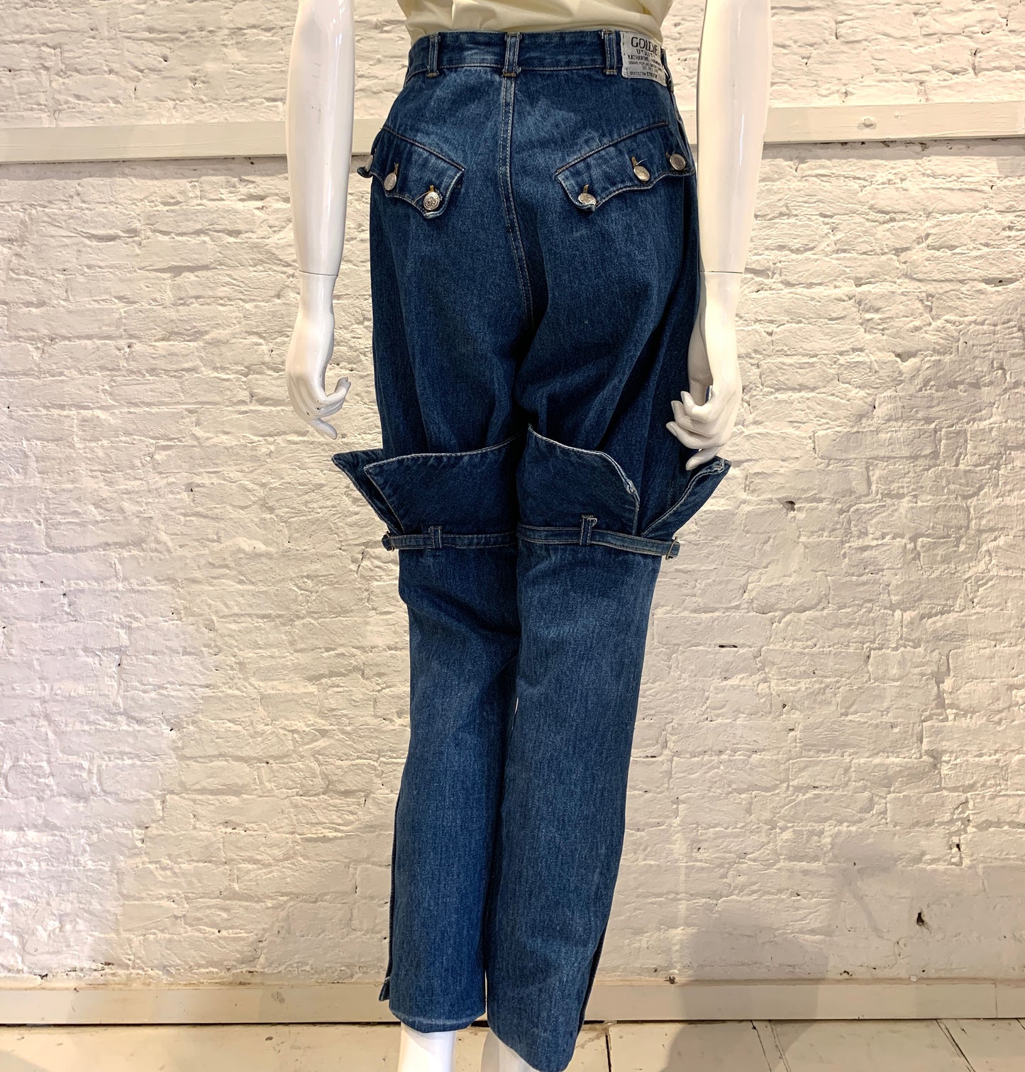 Rare Vintage 1980s Katharine Hamnett X Goldie Utility Cotton Jeans Equestrian Boots