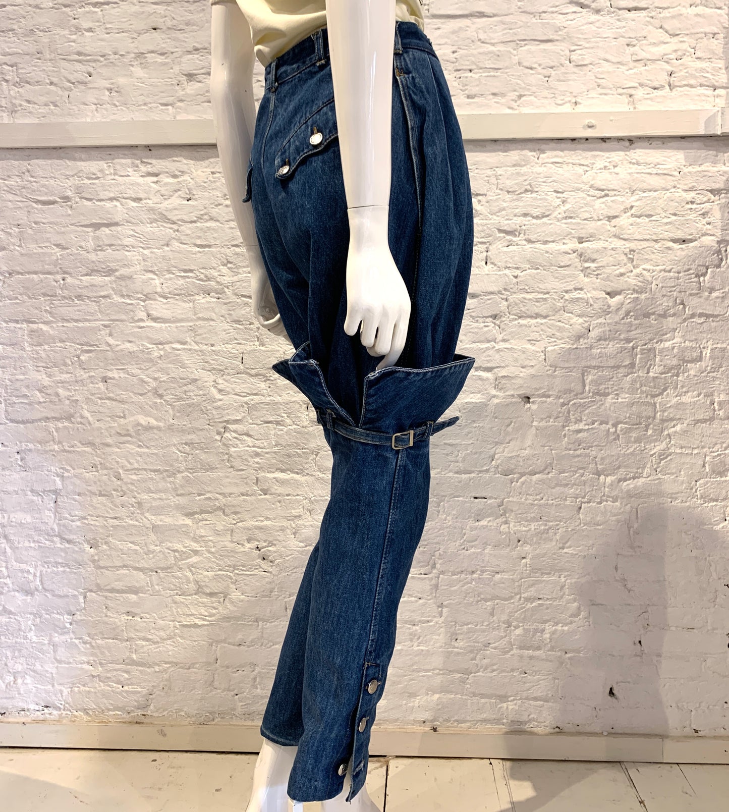 Rare Vintage 1980s Katharine Hamnett X Goldie Utility Cotton Jeans Equestrian Boots