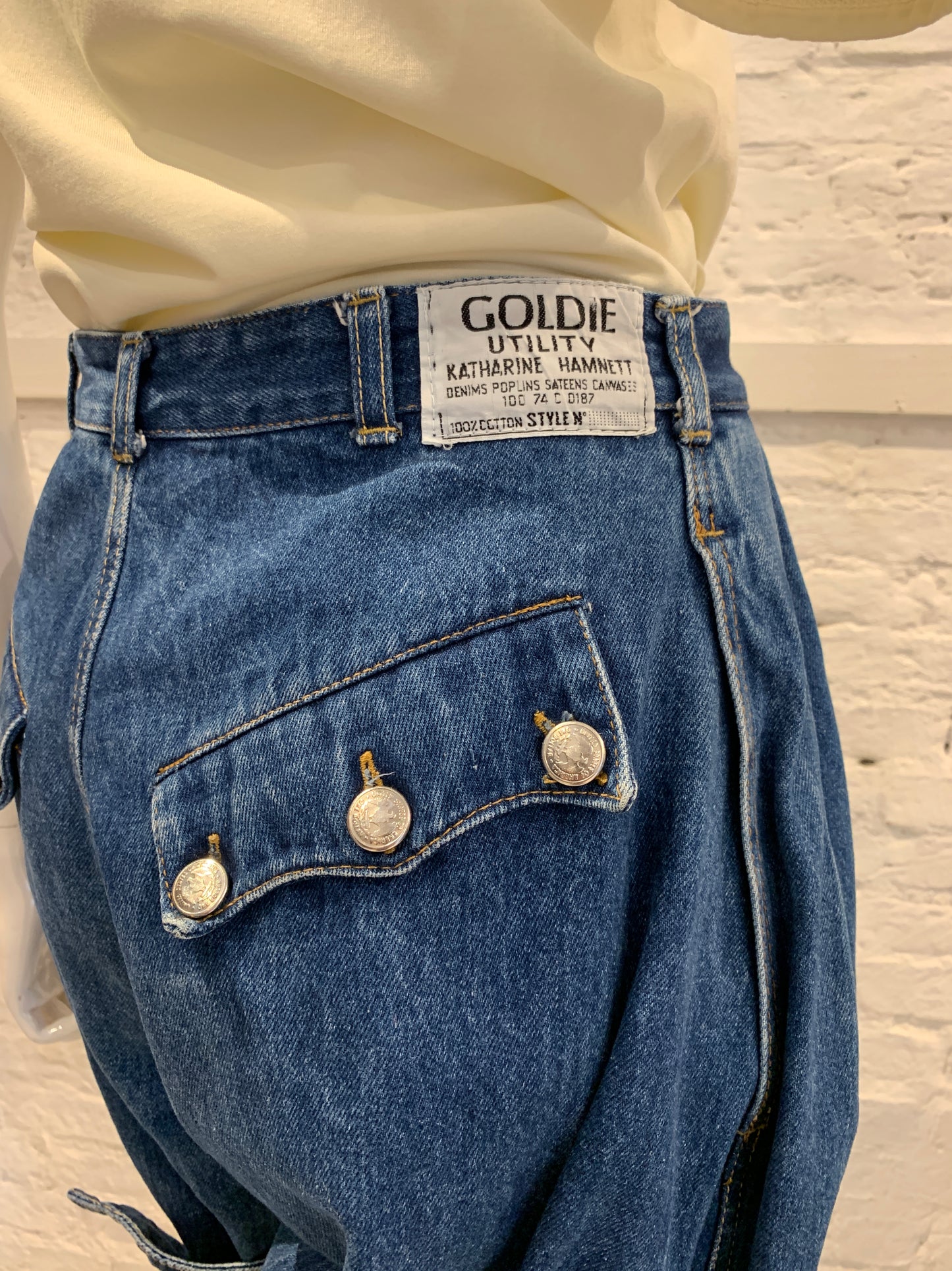 Rare Vintage 1980s Katharine Hamnett X Goldie Utility Cotton Jeans Equestrian Boots