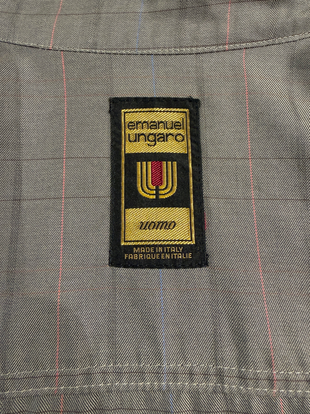 Vintage 1980s Emanuel Ungaro Uomo Grey Cotton Prince of Wales Blouson Jacket