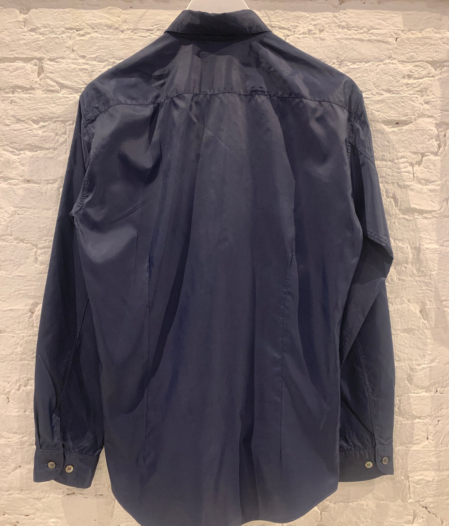Helmut Lang, Vintage 1996 Navy Blue Nylon Button down Shirt