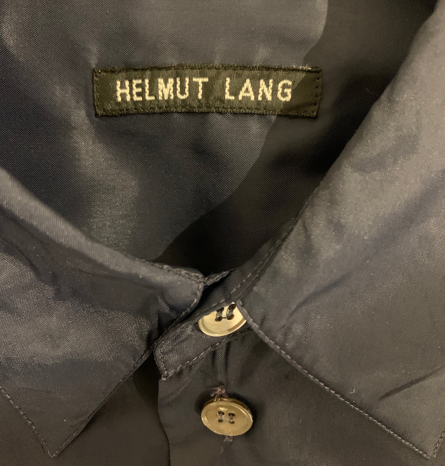 Helmut Lang, Vintage 1996 Navy Blue Nylon Button down Shirt