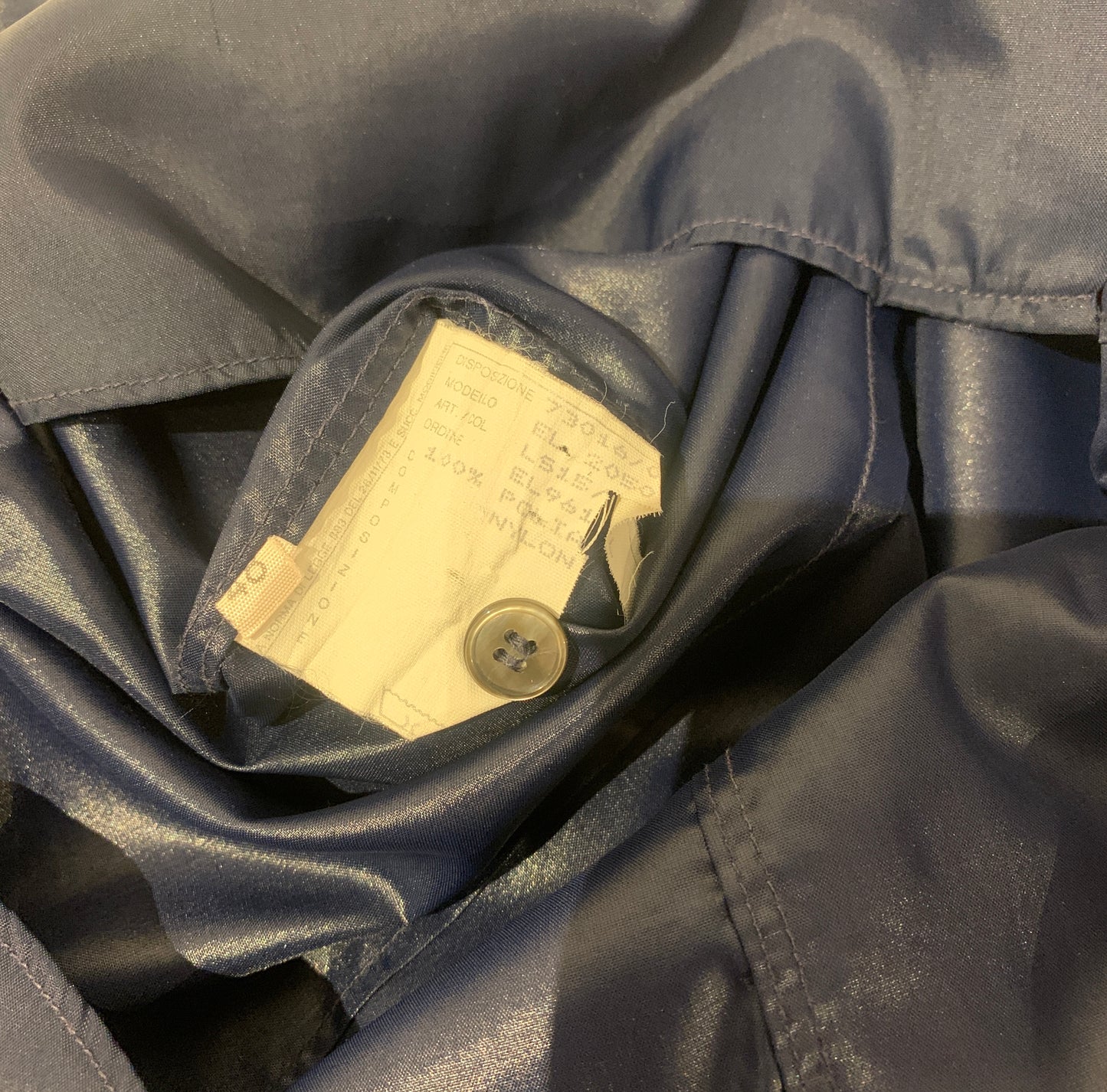 Helmut Lang, Vintage 1996 Navy Blue Nylon Button down Shirt