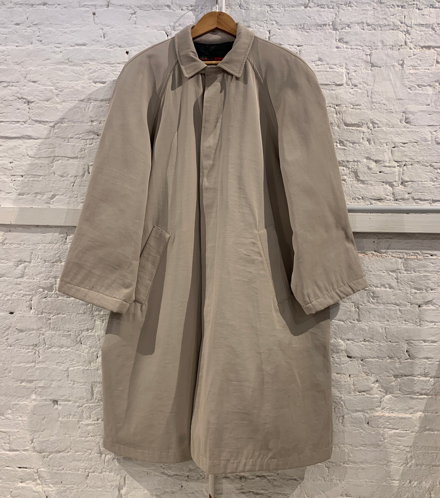 Katharine Hamnett 1980s Beige Gabardine Quilted Raglan sleeve Oversized Mac Coat