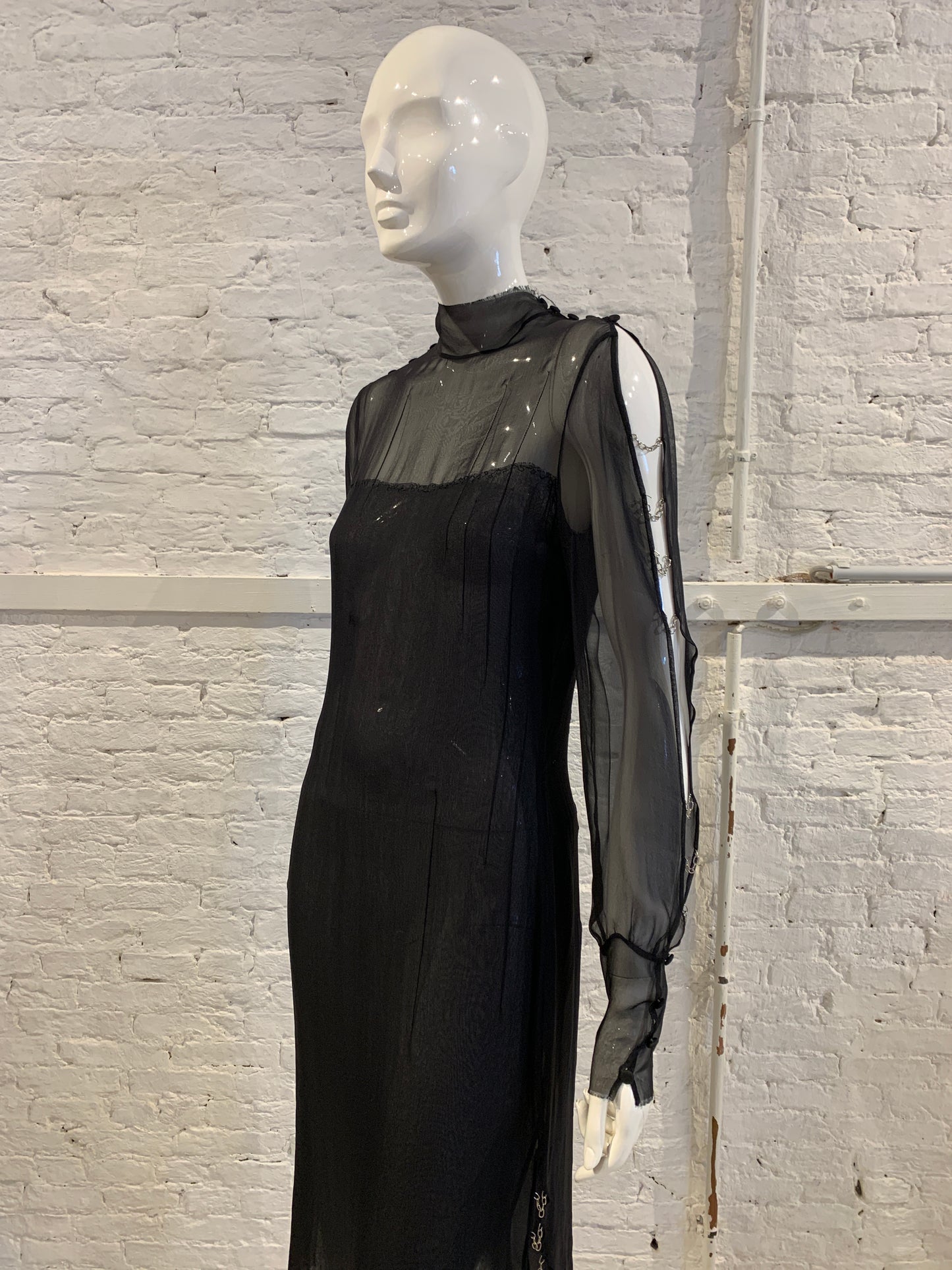 Jurgi Persoons, black semi sheer chain sleeve dress