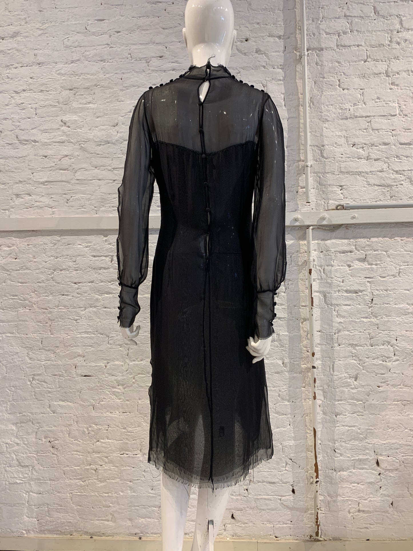 Jurgi Persoons, black semi sheer chain sleeve dress