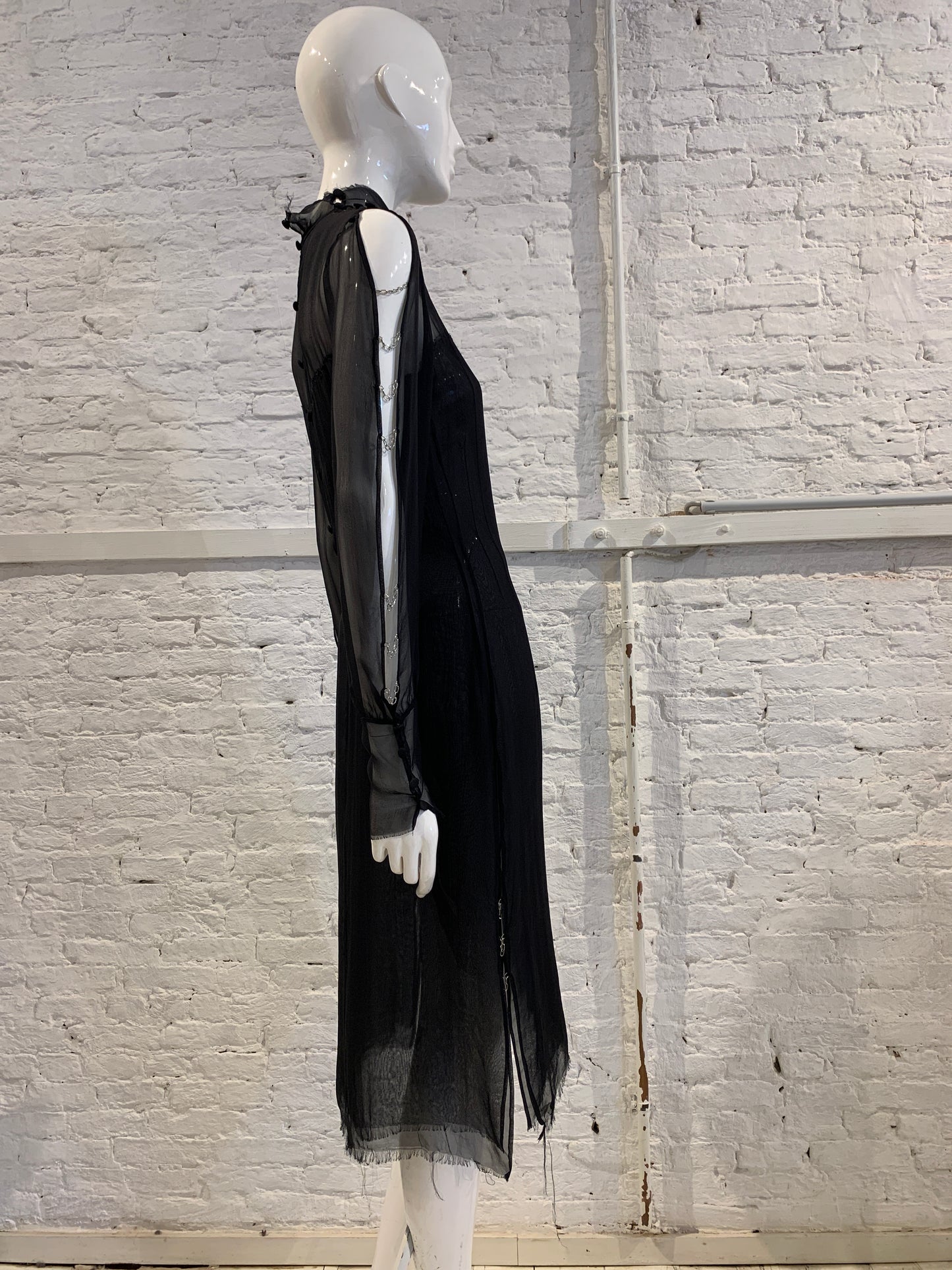 Jurgi Persoons, black semi sheer chain sleeve dress