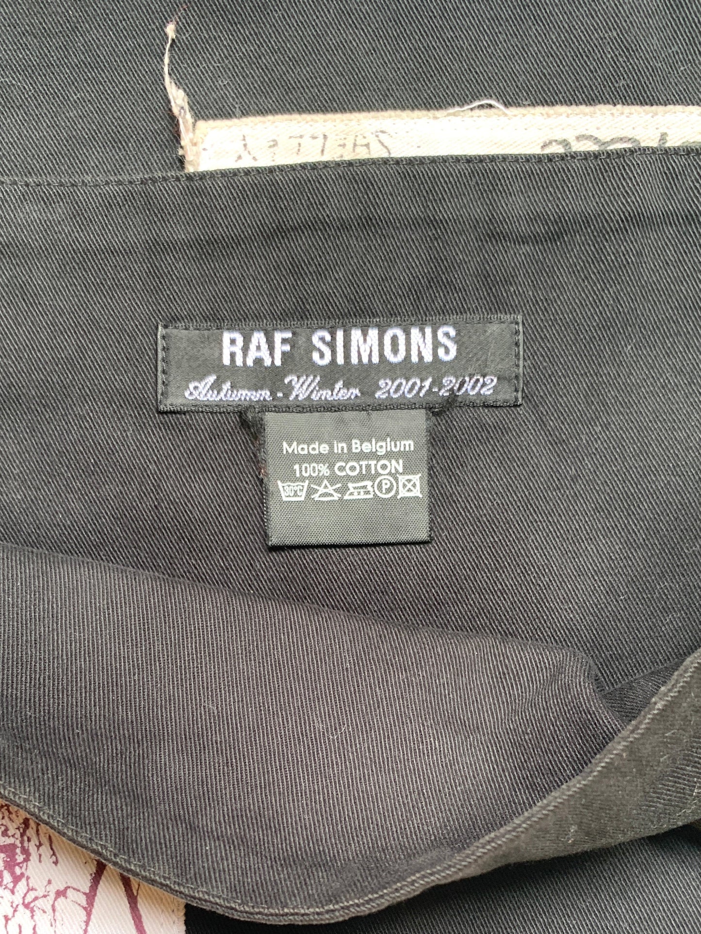 Raf Simons AW 2001/2002 Riot Riot Riot black cotton bag with patches