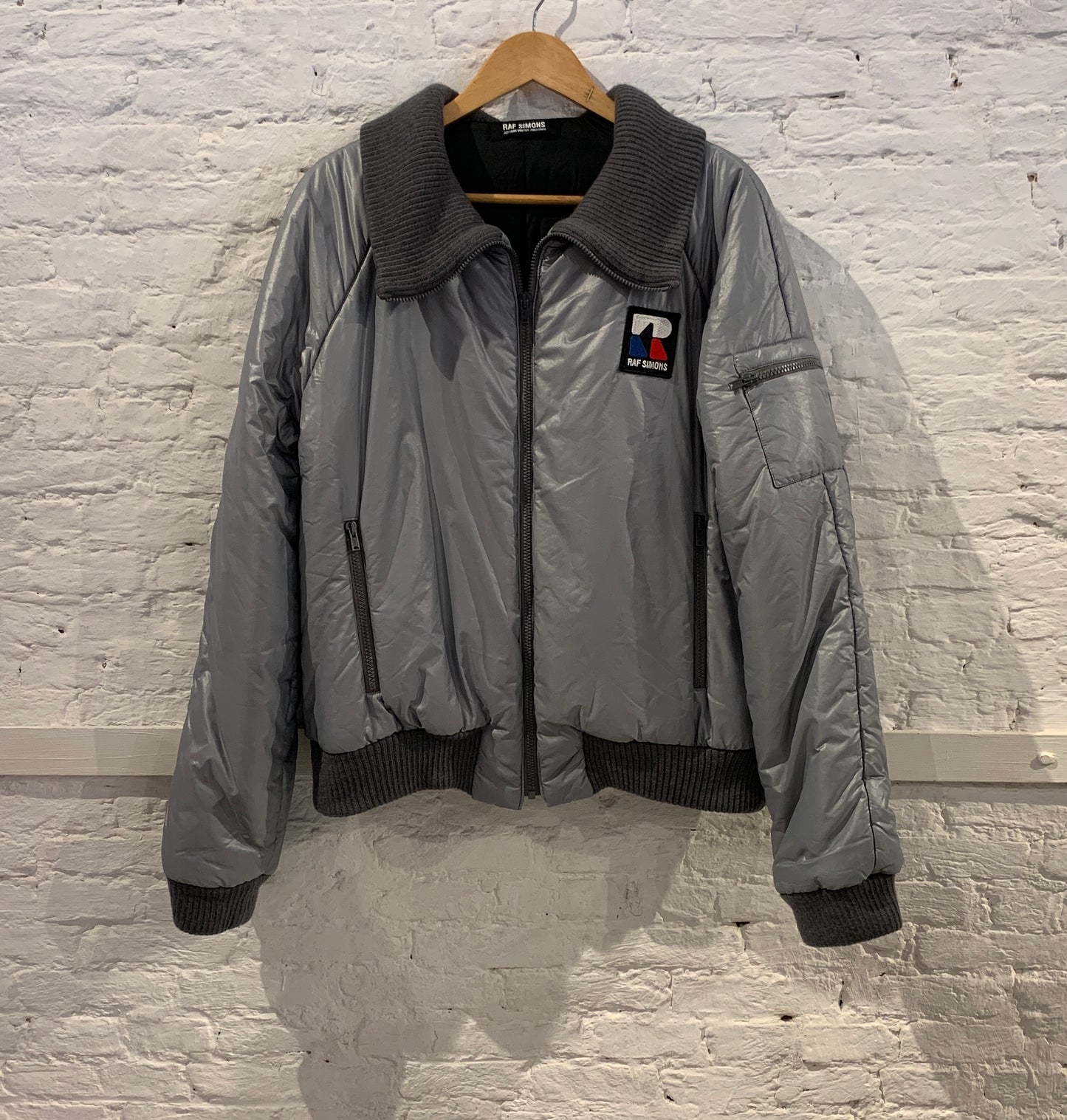 Raf Simons A/W 2003/04 Closer Silver Grey Nylon Ski Bomber Jacket
