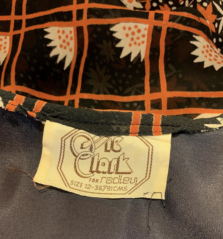 Rare Vintage 1970s Ossie Clark For Radley, Celia Birtwell Print Deco Layered Three Tiers Dress
