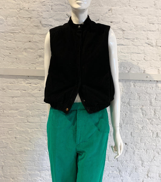 Vintage Veronique Branquinho Black Needlecord Cotton Padded Gilet Jacket