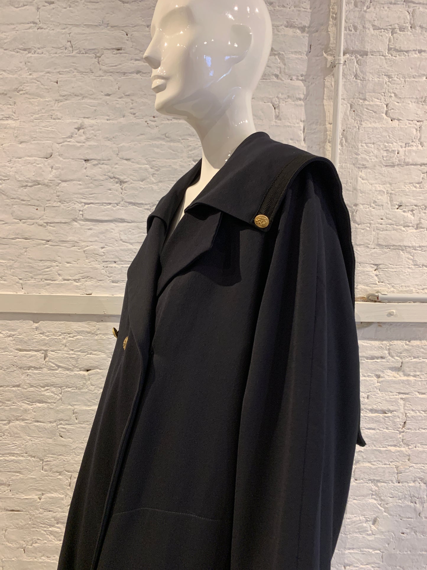 Vintage Marithe Francois Girbaud 1990s  Double Beasted Maxi Coat with Sailor Collar