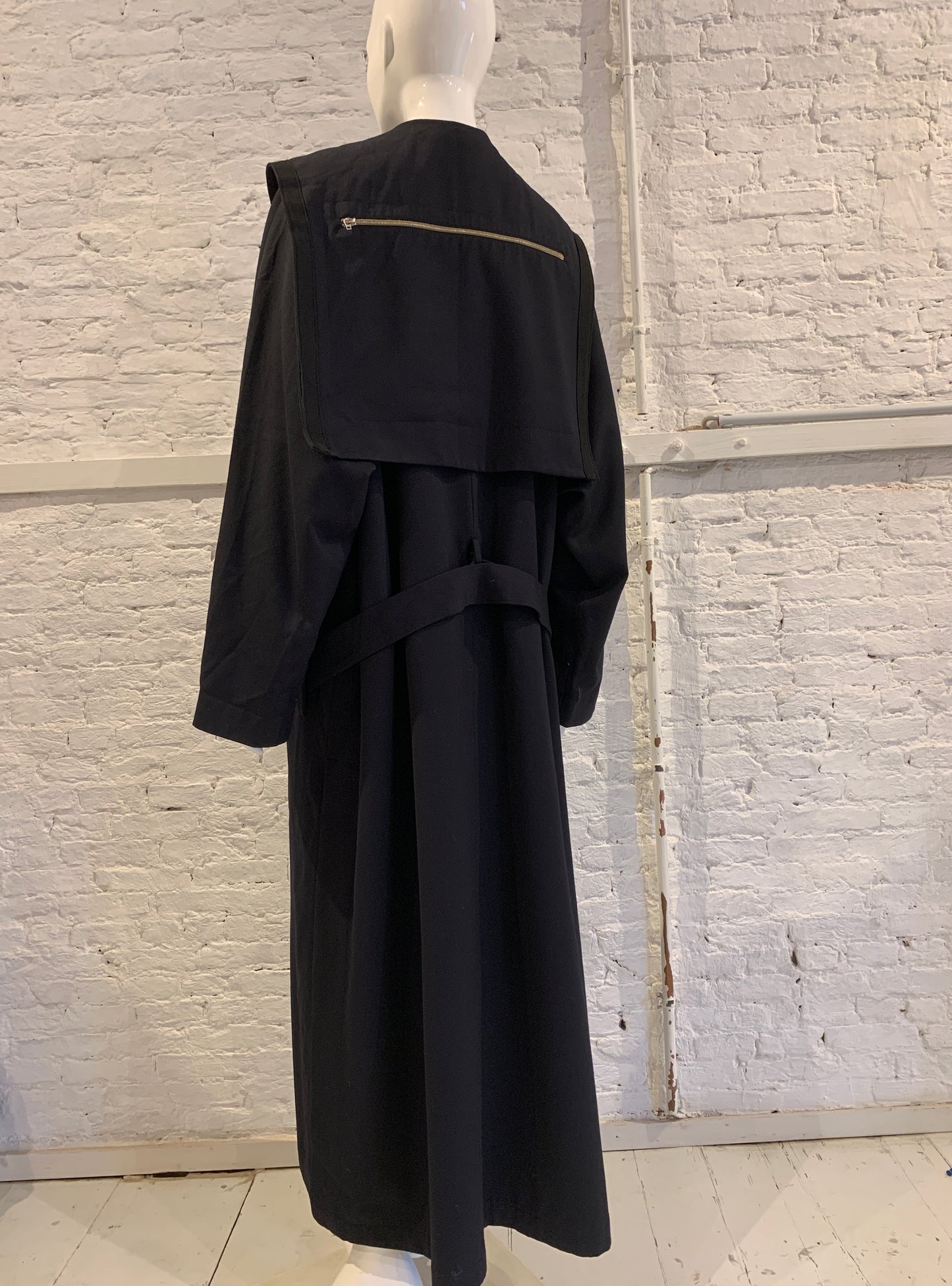 Vintage Marithe Francois Girbaud 1990s  Double Beasted Maxi Coat with Sailor Collar