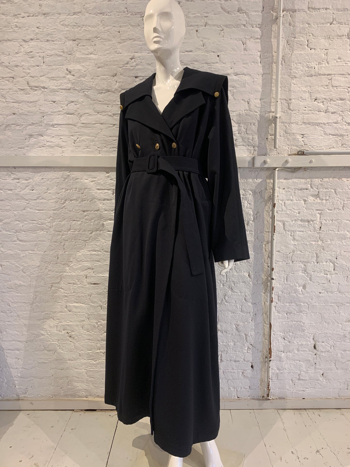 Vintage Marithe Francois Girbaud 1990s  Double Beasted Maxi Coat with Sailor Collar