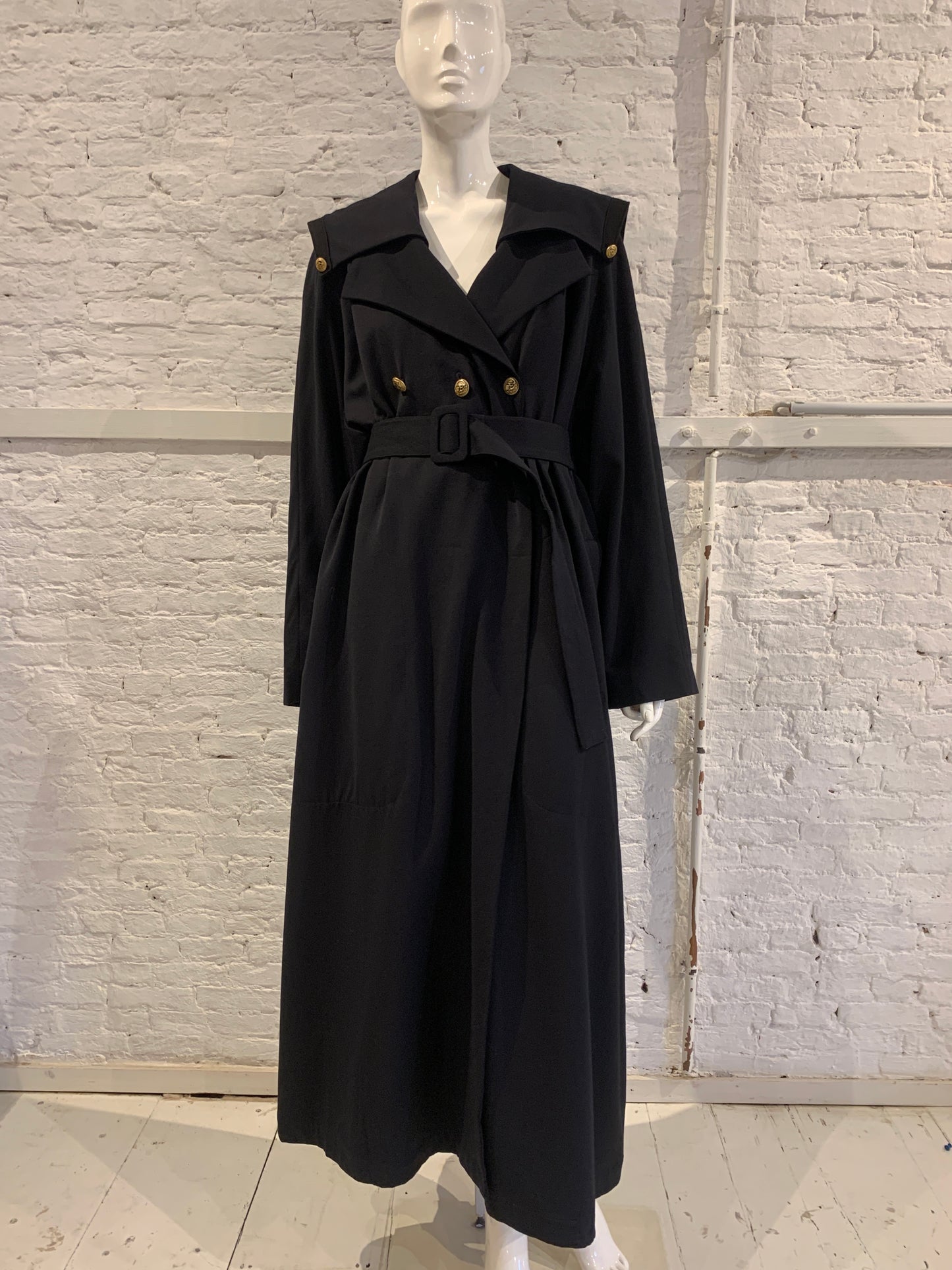 Vintage Marithe Francois Girbaud 1990s  Double Beasted Maxi Coat with Sailor Collar