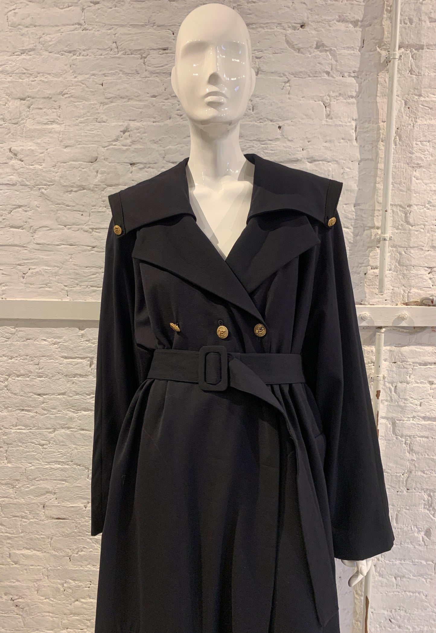 Vintage Marithe Francois Girbaud 1990s  Double Beasted Maxi Coat with Sailor Collar