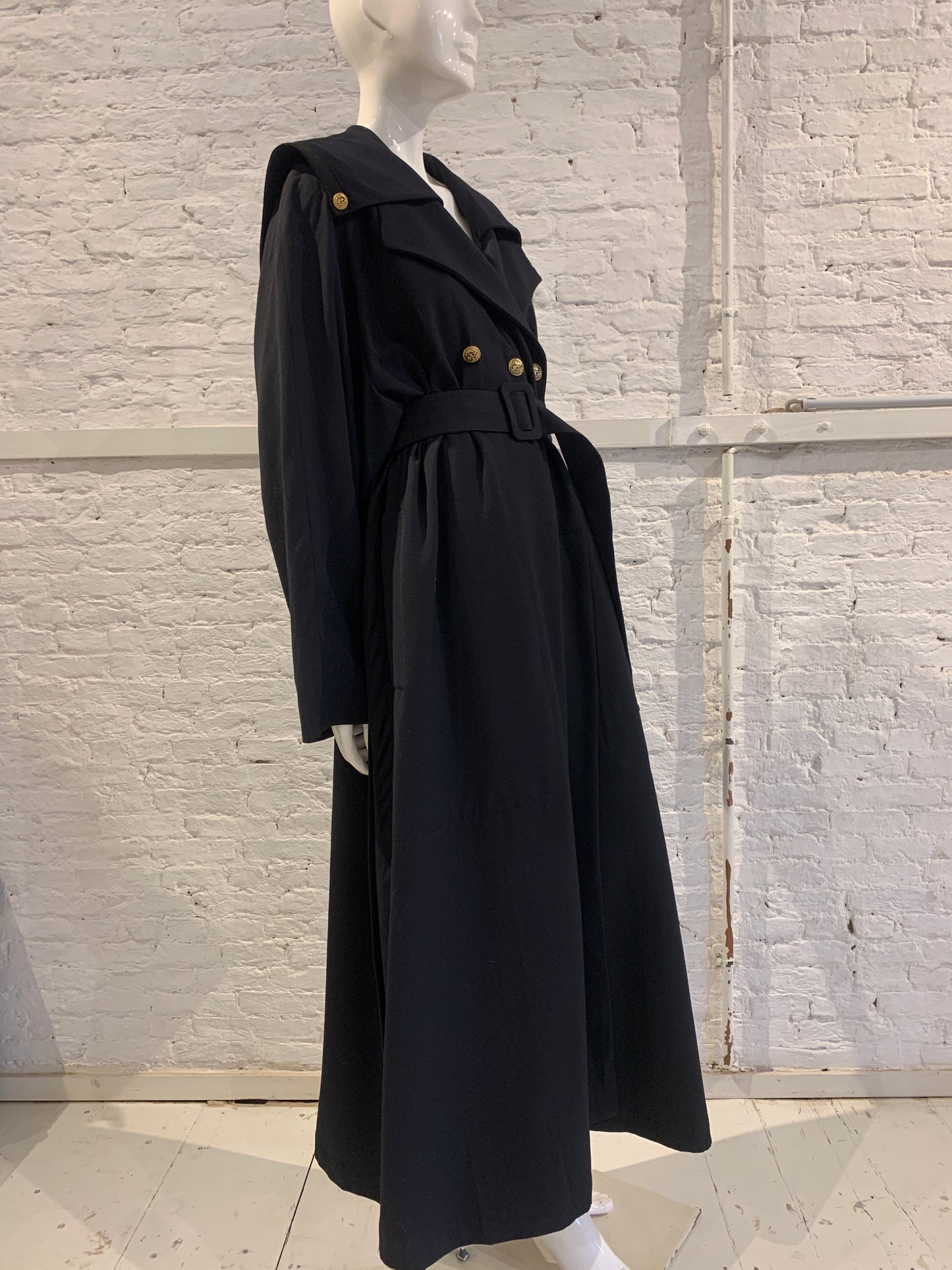 Vintage Marithe Francois Girbaud 1990s  Double Beasted Maxi Coat with Sailor Collar