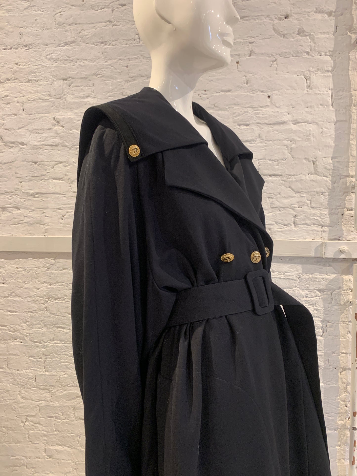 Vintage Marithe Francois Girbaud 1990s  Double Beasted Maxi Coat with Sailor Collar