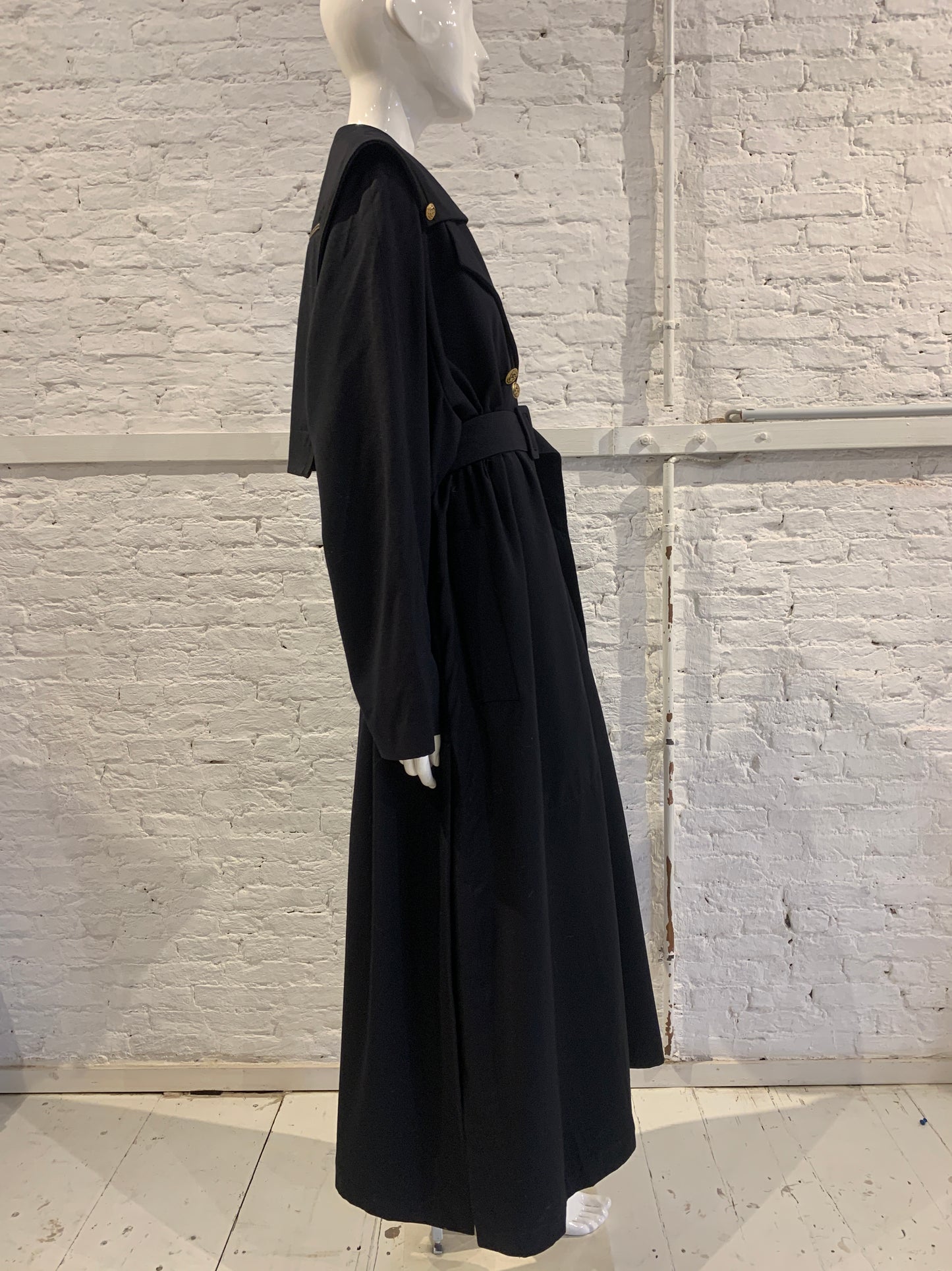 Vintage Marithe Francois Girbaud 1990s  Double Beasted Maxi Coat with Sailor Collar