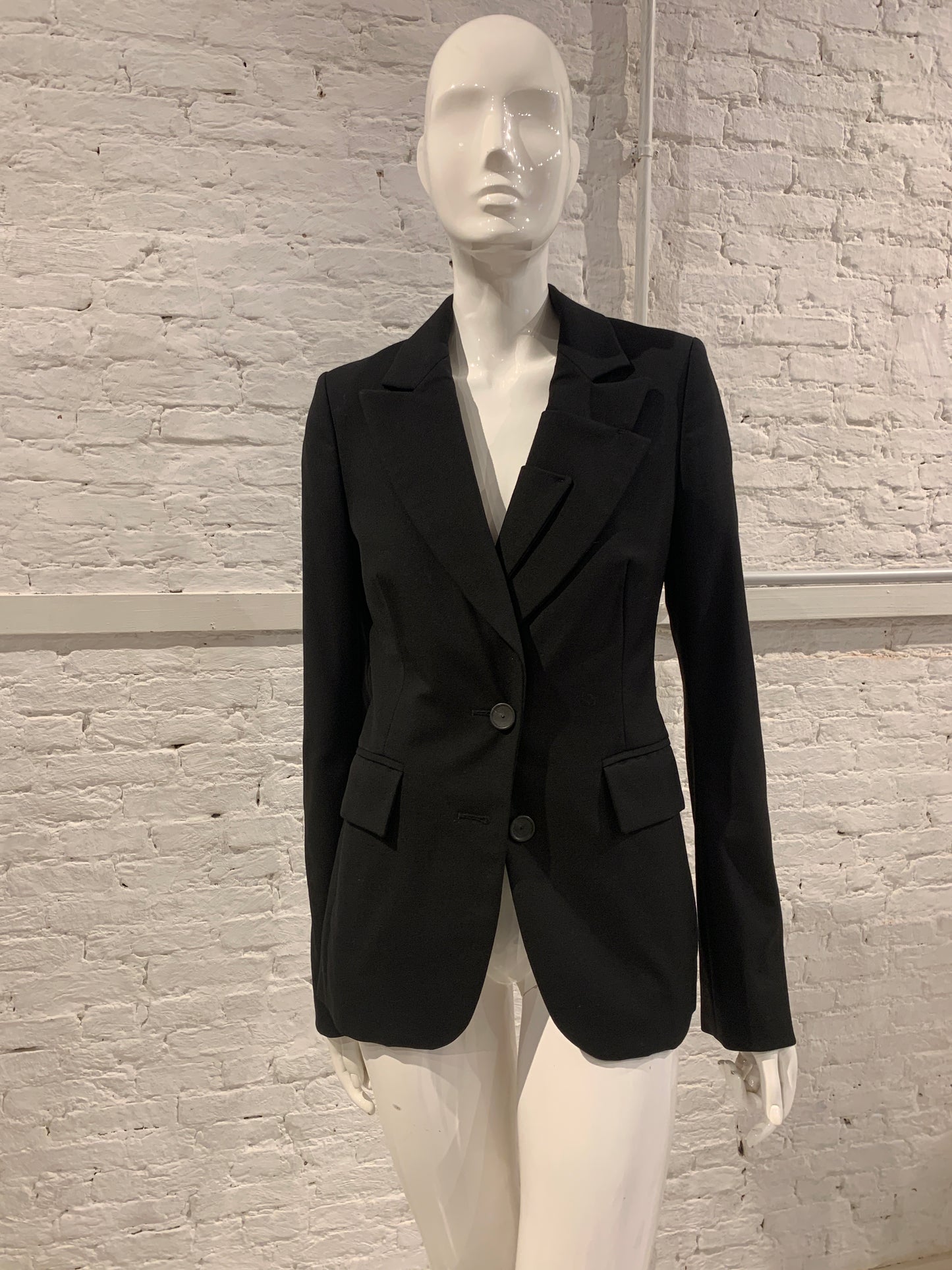 Vintage Veronique Branquinho Black Wool Blazer with Layered Lapel. Antwerp 6