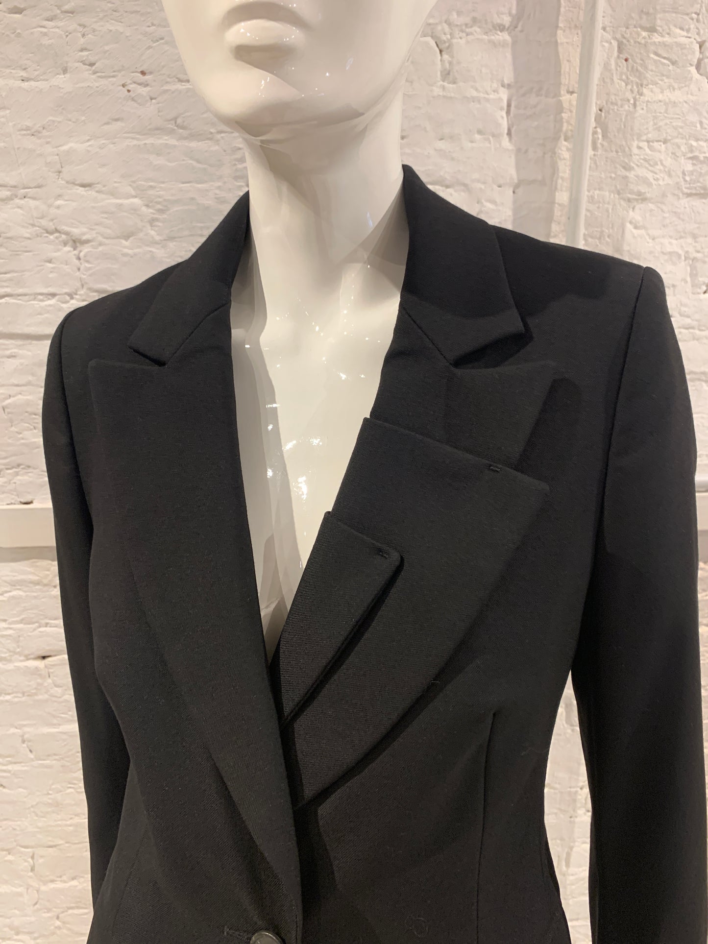 Vintage Veronique Branquinho Black Wool Blazer with Layered Lapel. Antwerp 6