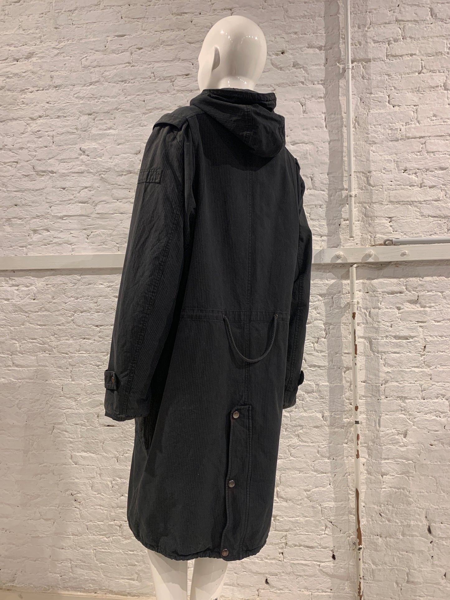 Vintage Veronique Branquinho Cotton Striped Slouchy Hooded Parka