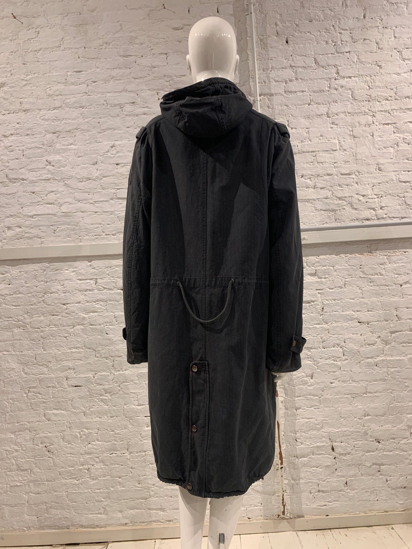 Vintage Veronique Branquinho Cotton Striped Slouchy Hooded Parka