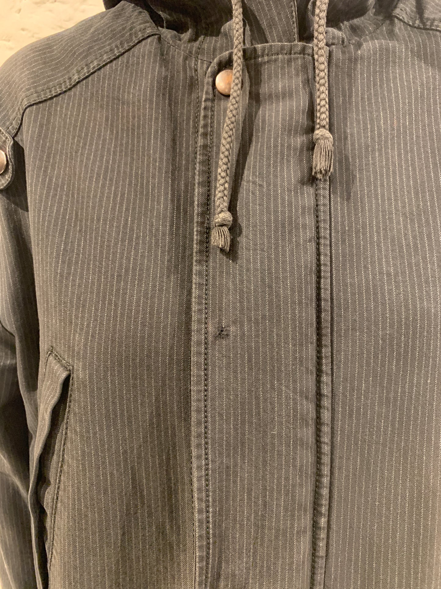 Vintage Veronique Branquinho Cotton Striped Slouchy Hooded Parka