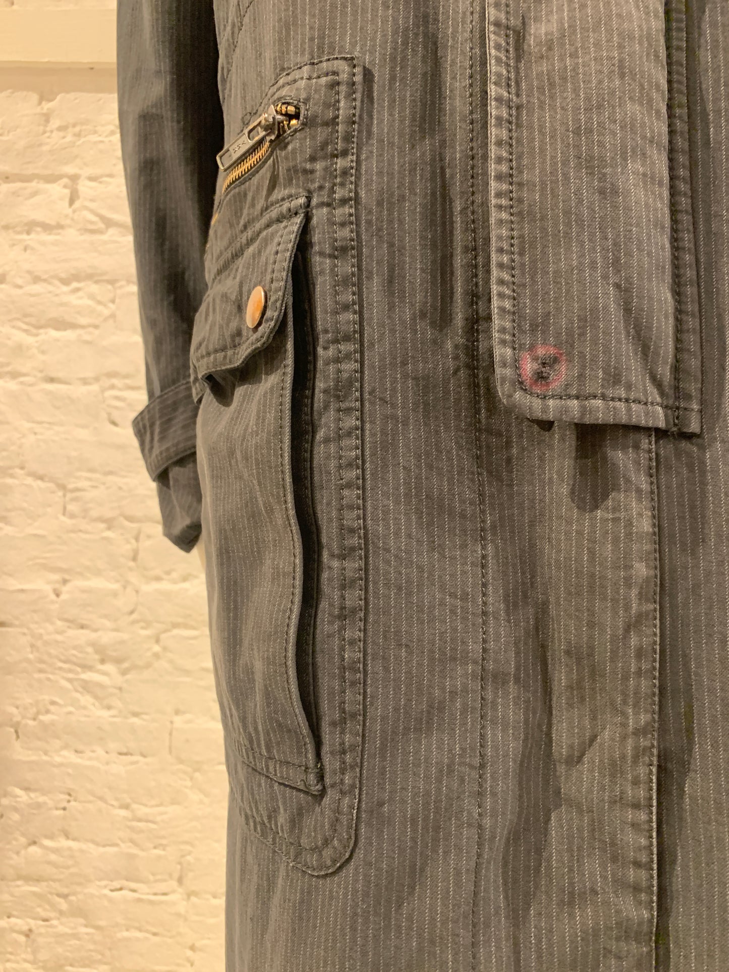 Vintage Veronique Branquinho Cotton Striped Slouchy Hooded Parka