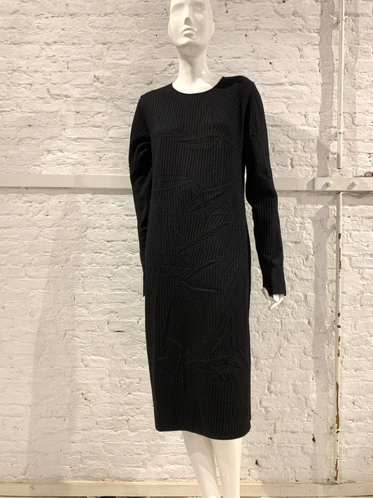 Vintage Maison Martin Margiela Black Wool Dress, Permanent Crease And Semi  Sheer Back