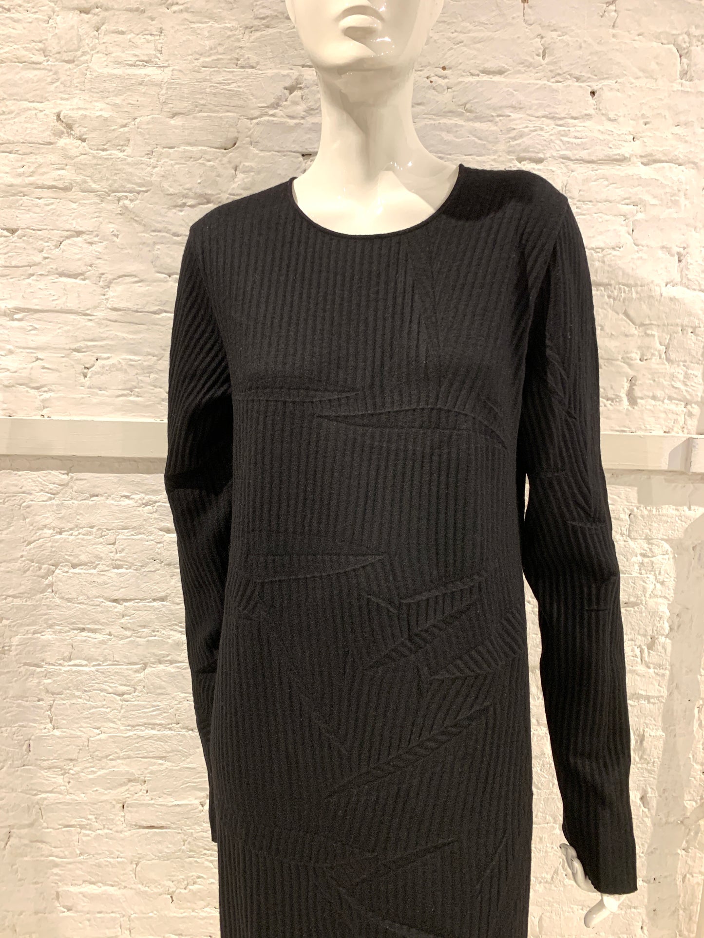 Vintage Maison Martin Margiela Black Wool Dress, Permanent Crease And Semi  Sheer Back