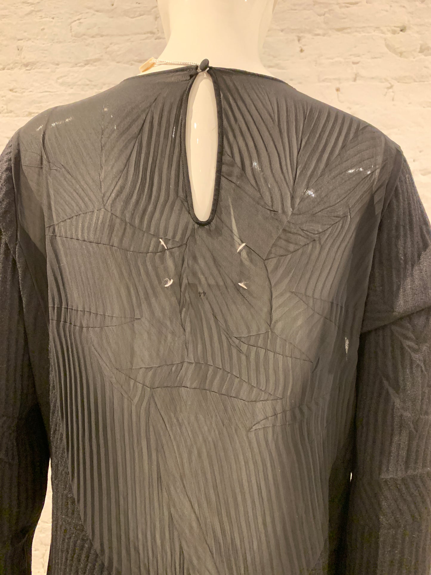 Vintage Maison Martin Margiela Black Wool Dress, Permanent Crease And Semi  Sheer Back