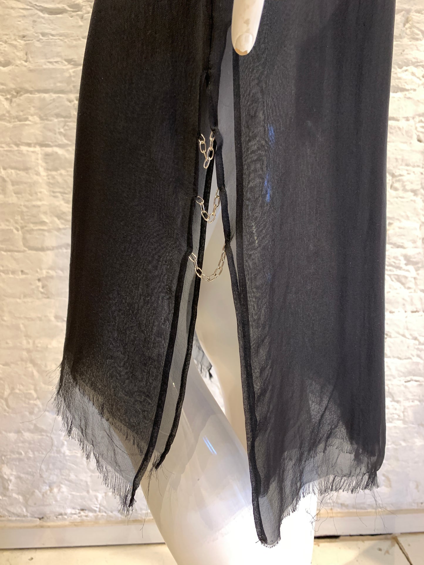 Vintage 1990s/2000 Jurgi Persoons Vintage Black Chiffon Dress with chain detail
