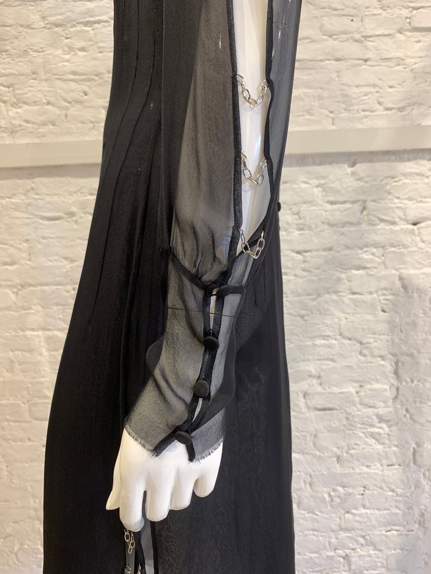 Vintage 1990s/2000 Jurgi Persoons Vintage Black Chiffon Dress with chain detail