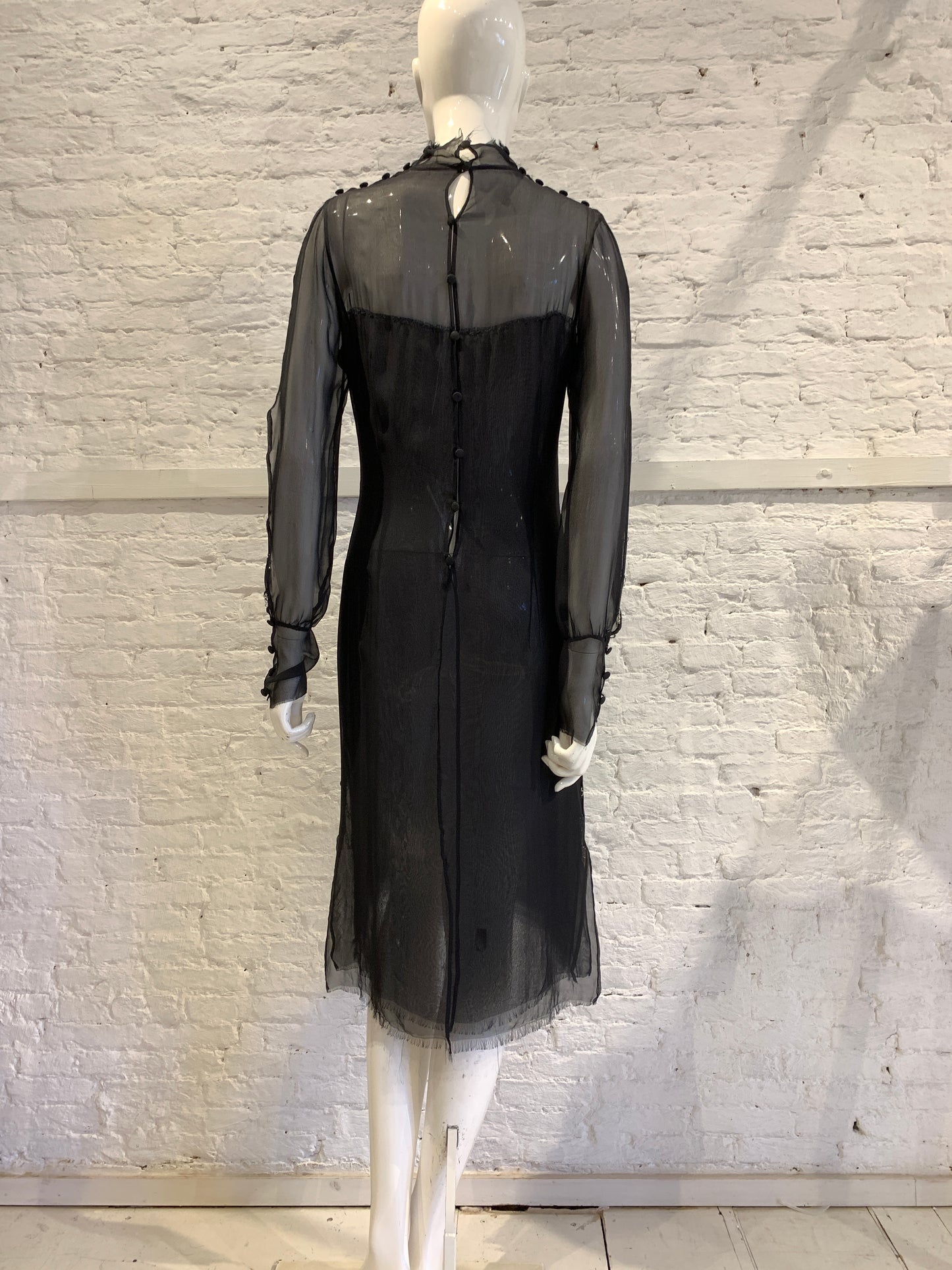 Vintage 1990s/2000 Jurgi Persoons Vintage Black Chiffon Dress with chain detail
