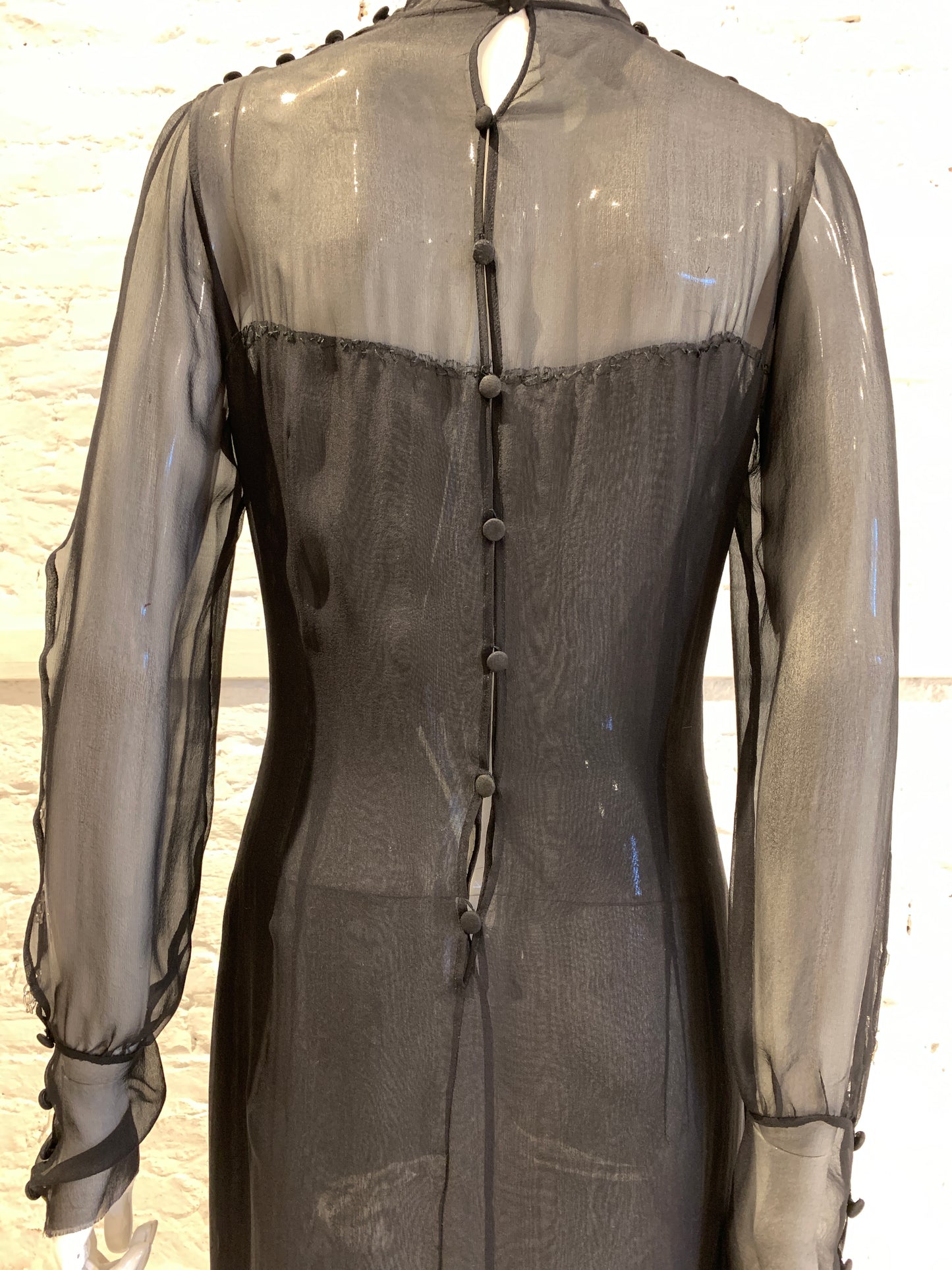 Vintage 1990s/2000 Jurgi Persoons Vintage Black Chiffon Dress with chain detail