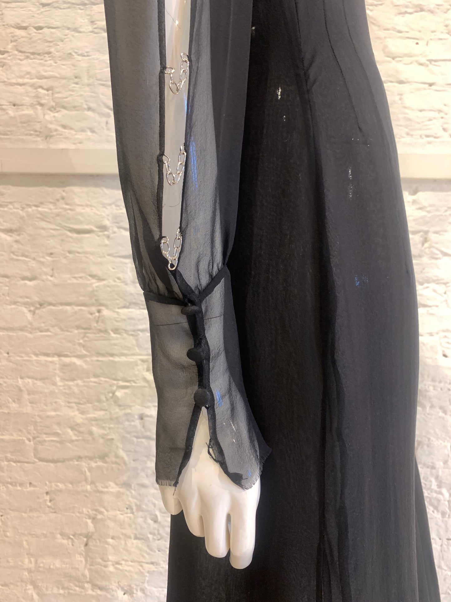 Vintage 1990s/2000 Jurgi Persoons Vintage Black Chiffon Dress with chain detail