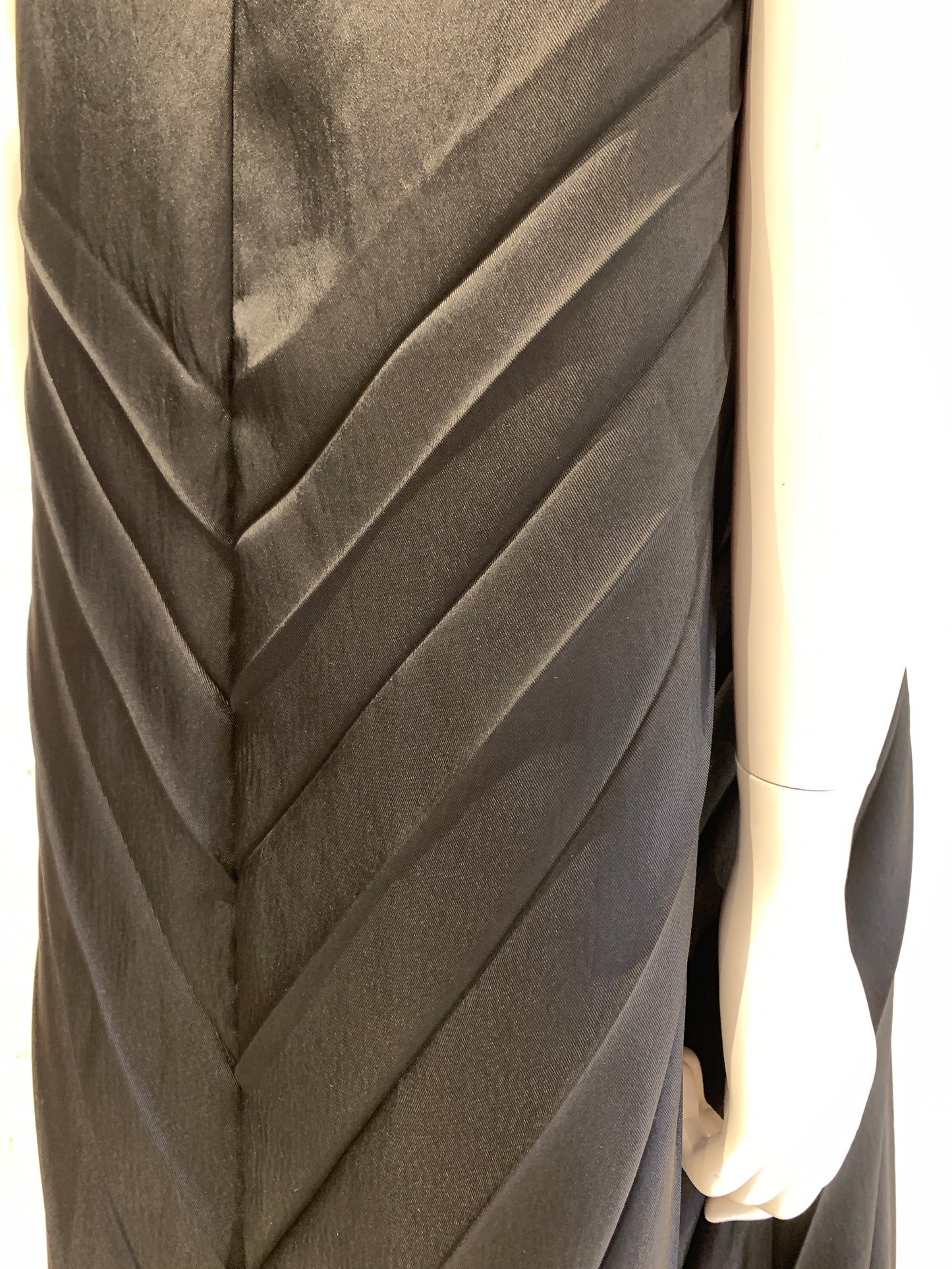 Maison Martin Margiela Black Poly Twill Shift Pleated Dress