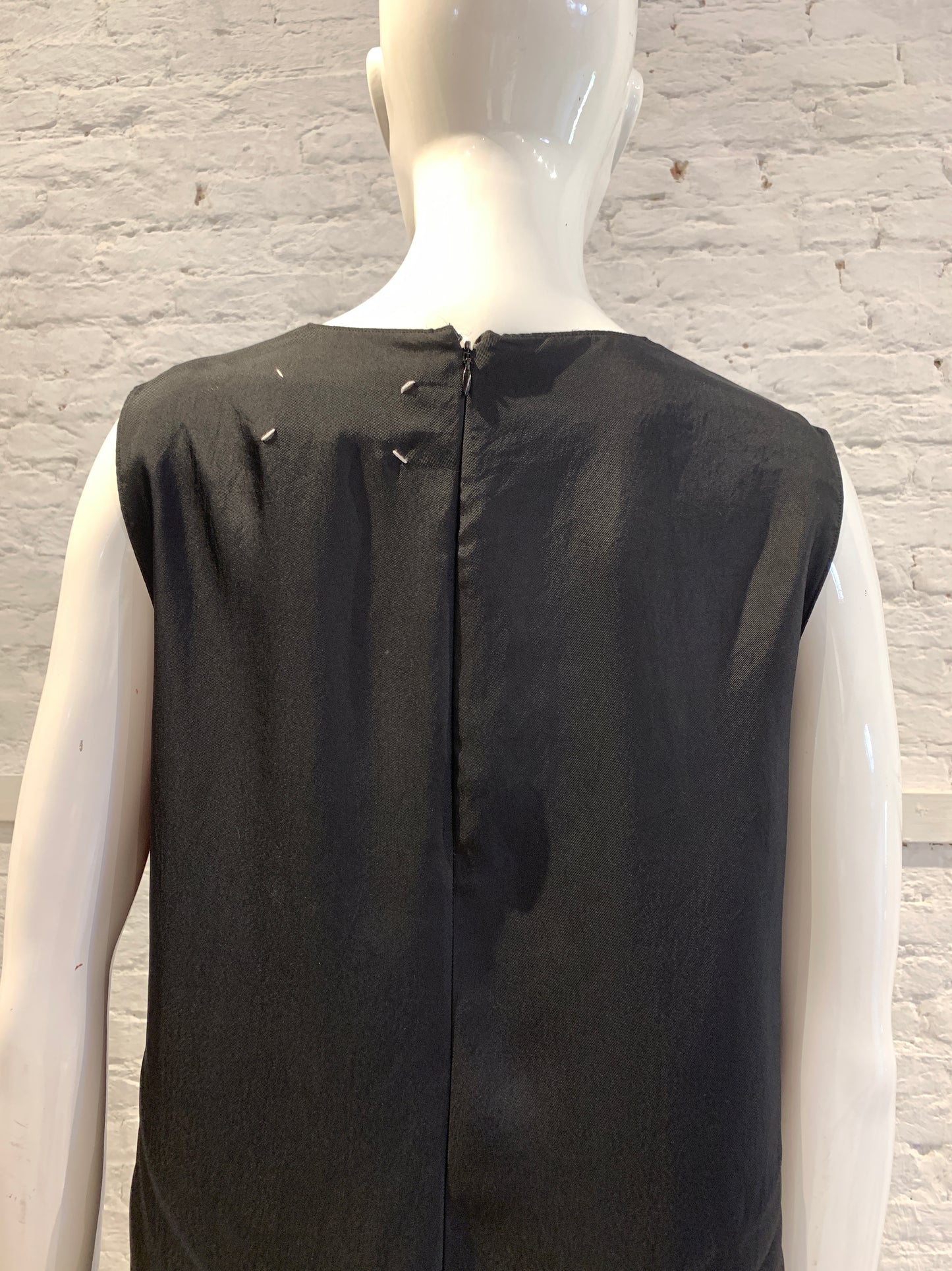 Maison Martin Margiela Black Poly Twill Shift Pleated Dress