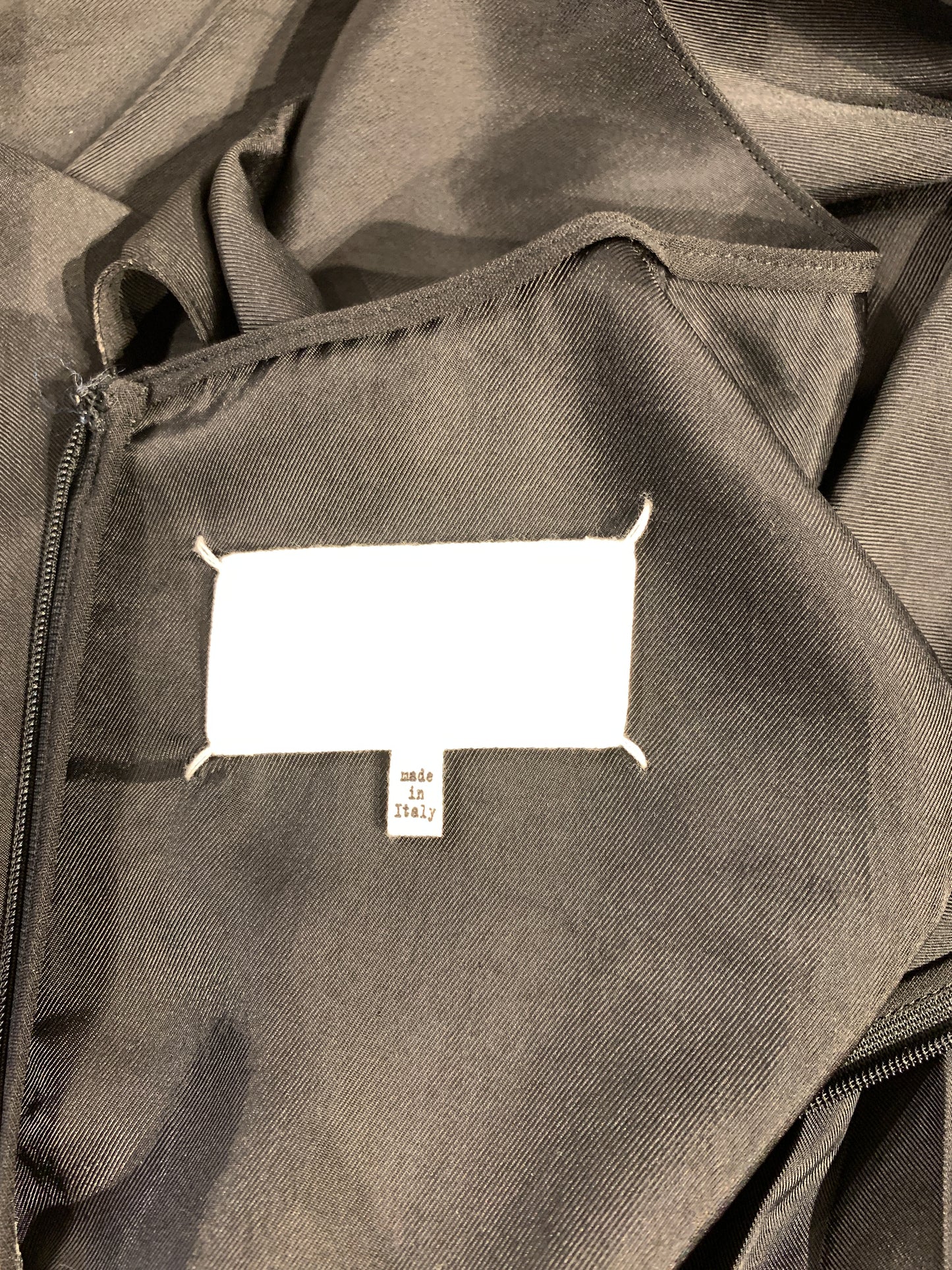 Maison Martin Margiela Black Poly Twill Shift Pleated Dress