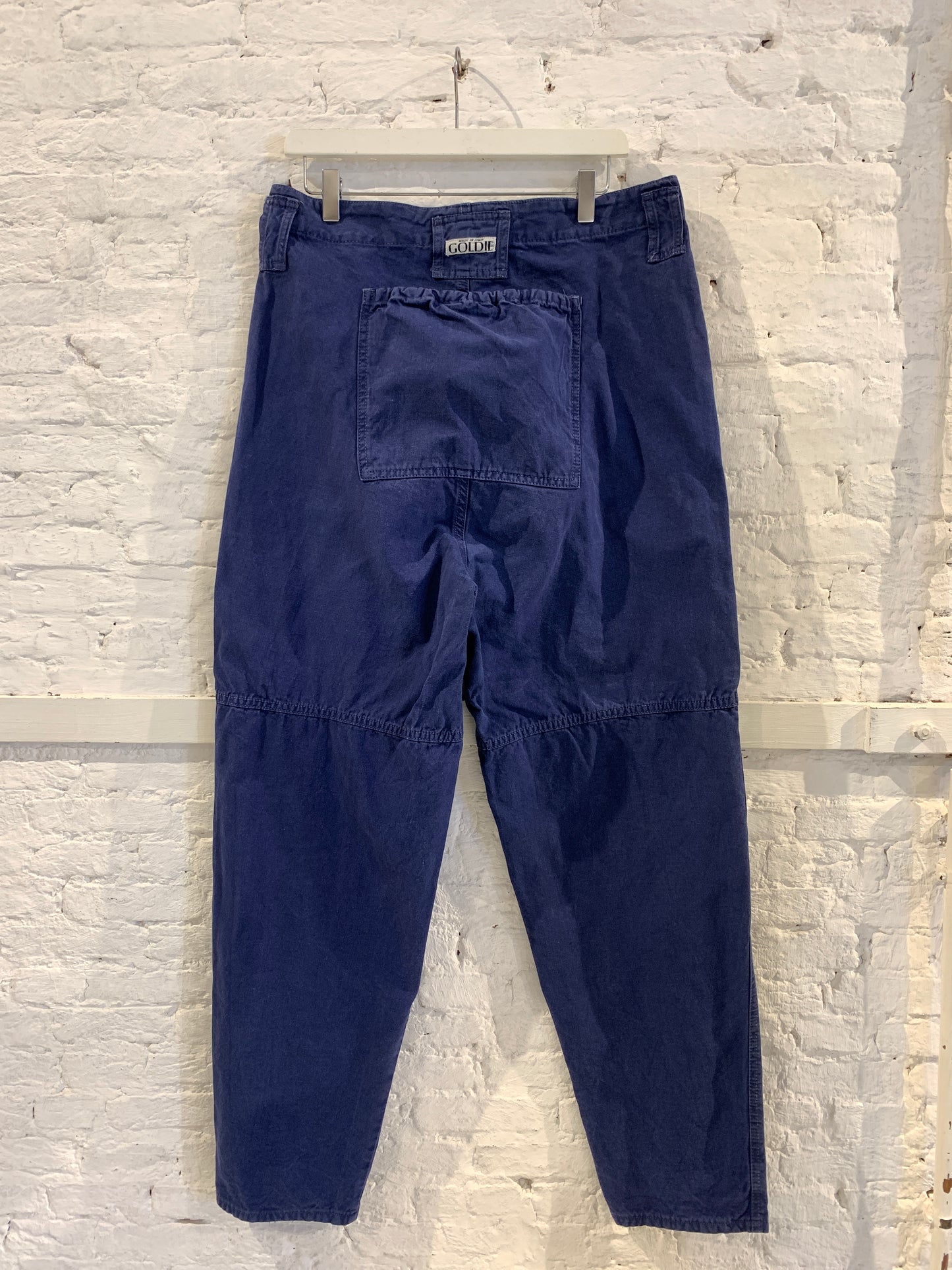 Rare 1980s Goldie X Katharine Hamnett Navy Cotton Utility Military Style Trousers