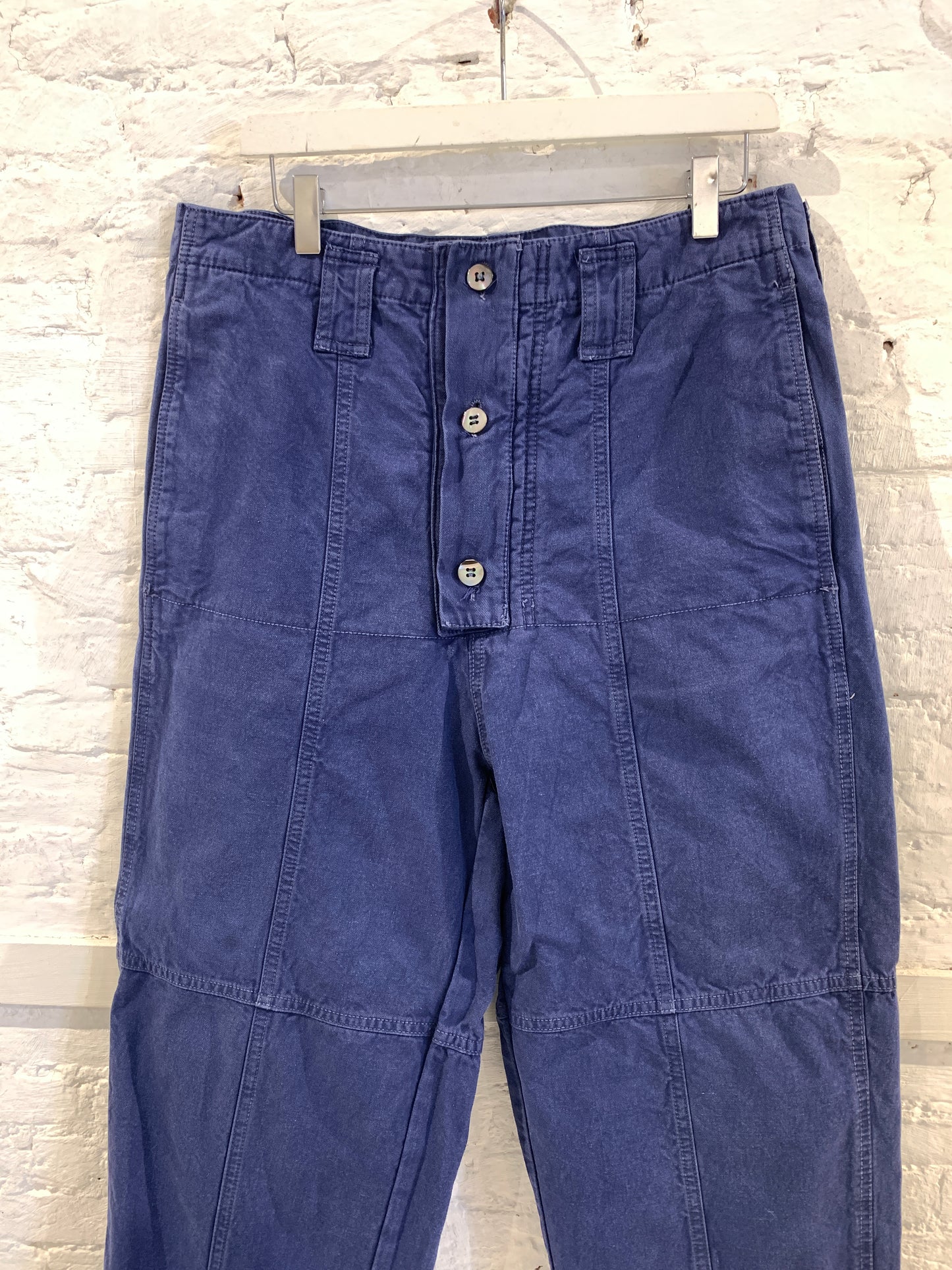 Rare 1980s Goldie X Katharine Hamnett Navy Cotton Utility Military Style Trousers
