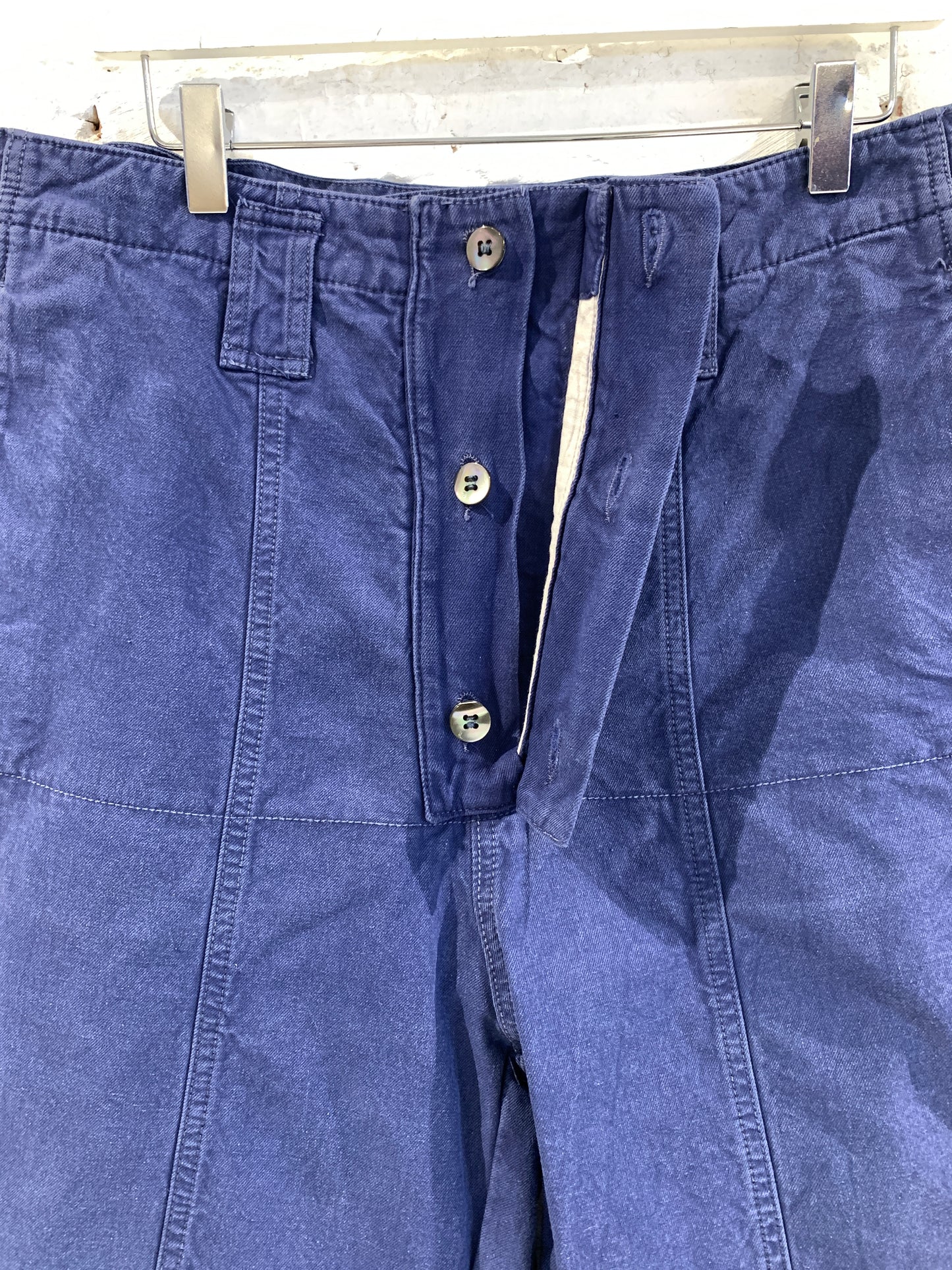 Rare 1980s Goldie X Katharine Hamnett Navy Cotton Utility Military Style Trousers