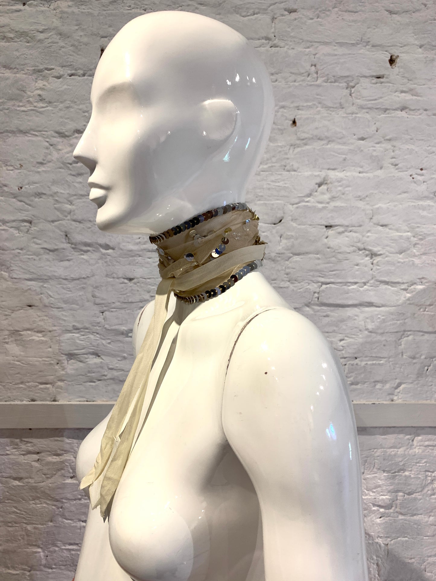 Maison Martin Margiela Vintage Spring Summer 2001 Tulle  Sequins Jabot