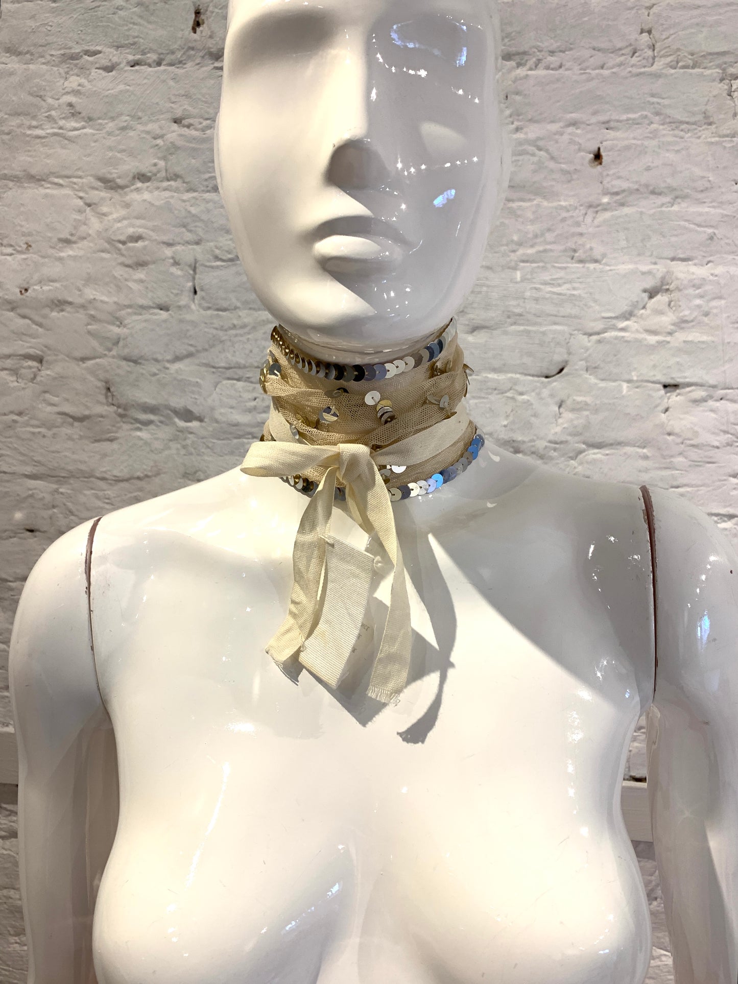 Maison Martin Margiela Vintage Spring Summer 2001 Tulle  Sequins Jabot