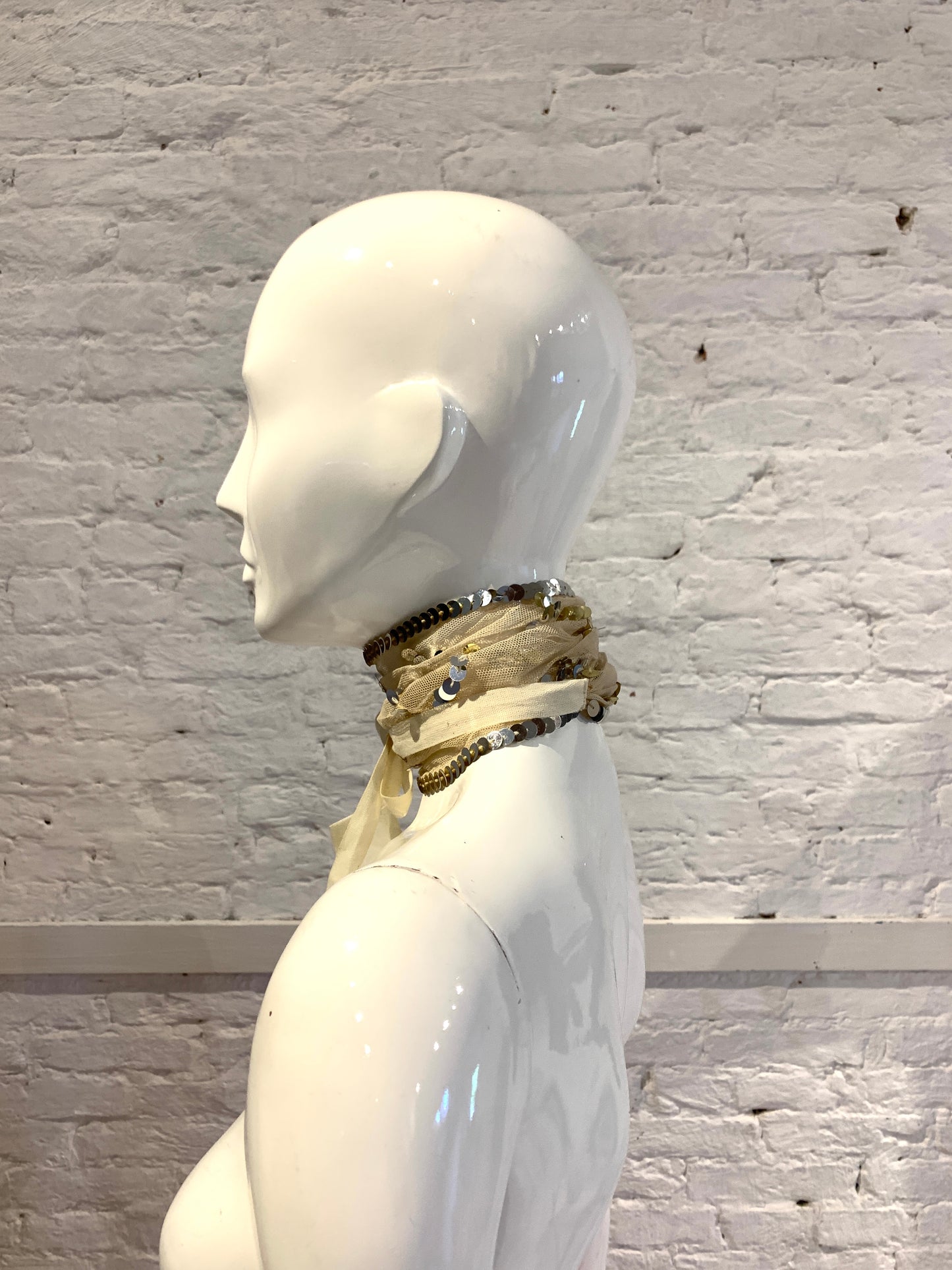 Maison Martin Margiela Vintage Spring Summer 2001 Tulle  Sequins Jabot