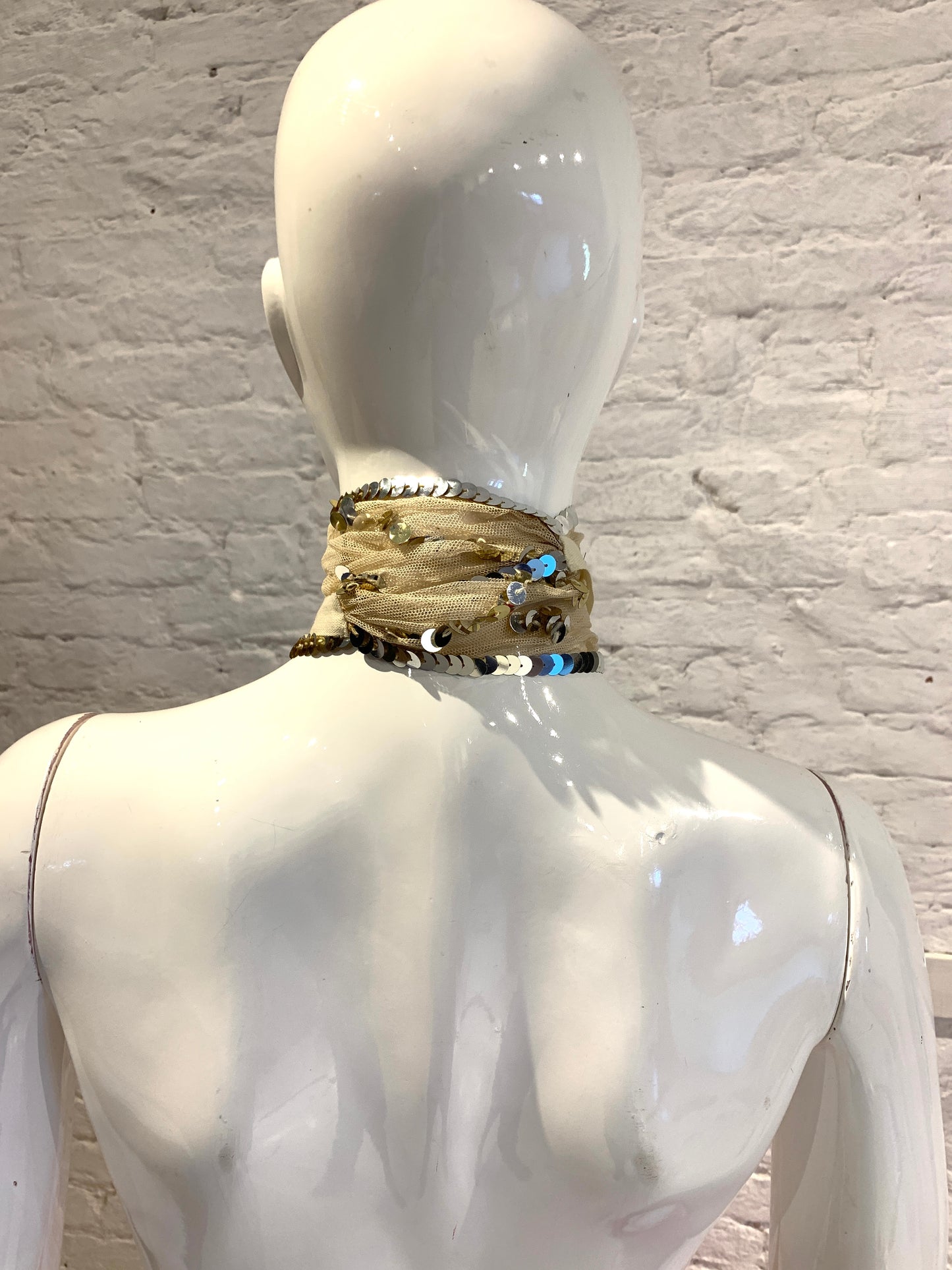 Maison Martin Margiela Vintage Spring Summer 2001 Tulle  Sequins Jabot