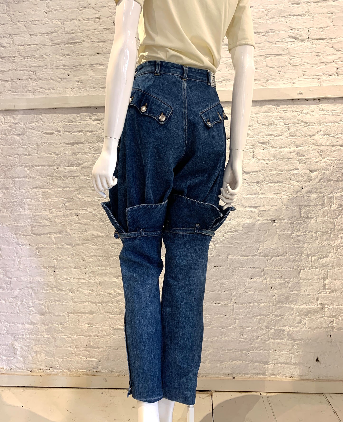 Rare Vintage 1980s Katharine Hamnett X Goldie Utility Cotton Jeans Equestrian Boots